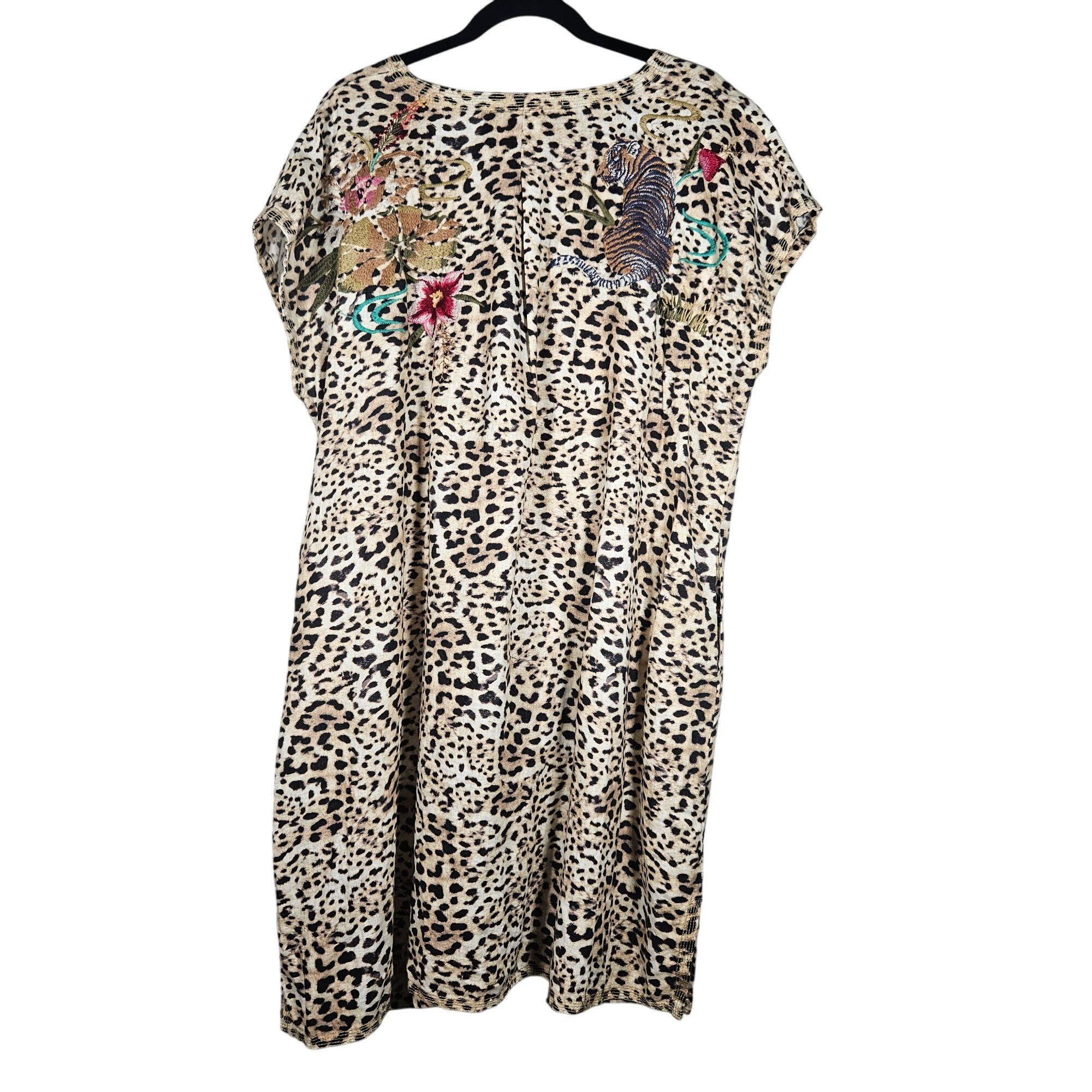 Johnny Was Johnny Was Linen Woman Leopard Floral Mini Dress 1X Boho Lux Size XL / US 12-14 / IT 48-50 - 4 Thumbnail
