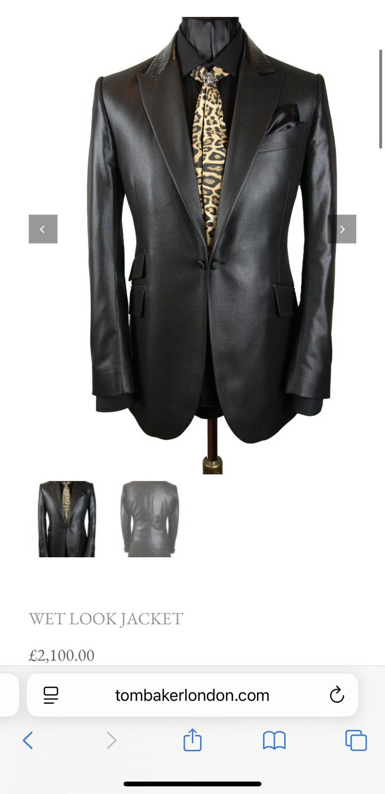 Sir Tom Baker 3k Sir Tom Baker tuxedo leather Fuck you leopard suit jacket Size 38R - 22 Thumbnail