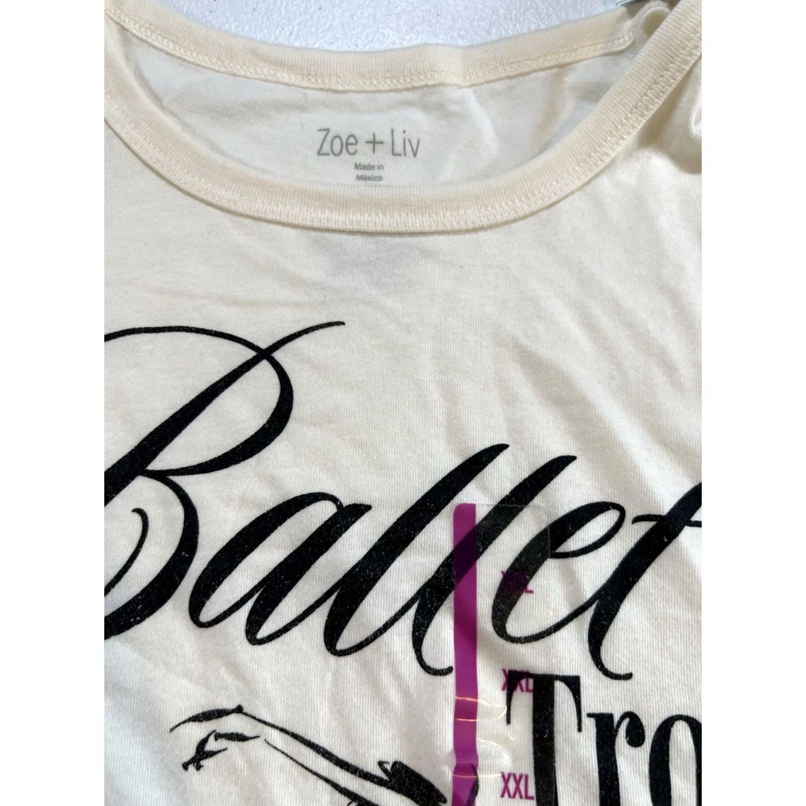 Vintage Zoe+Liv T-Shirt Womens XXL Regular Beige Zoe Logo Spring Basic Short Sleeve Round Neck Shirt Size XXL / US 16-18 / IT 52-54 - 3 Thumbnail