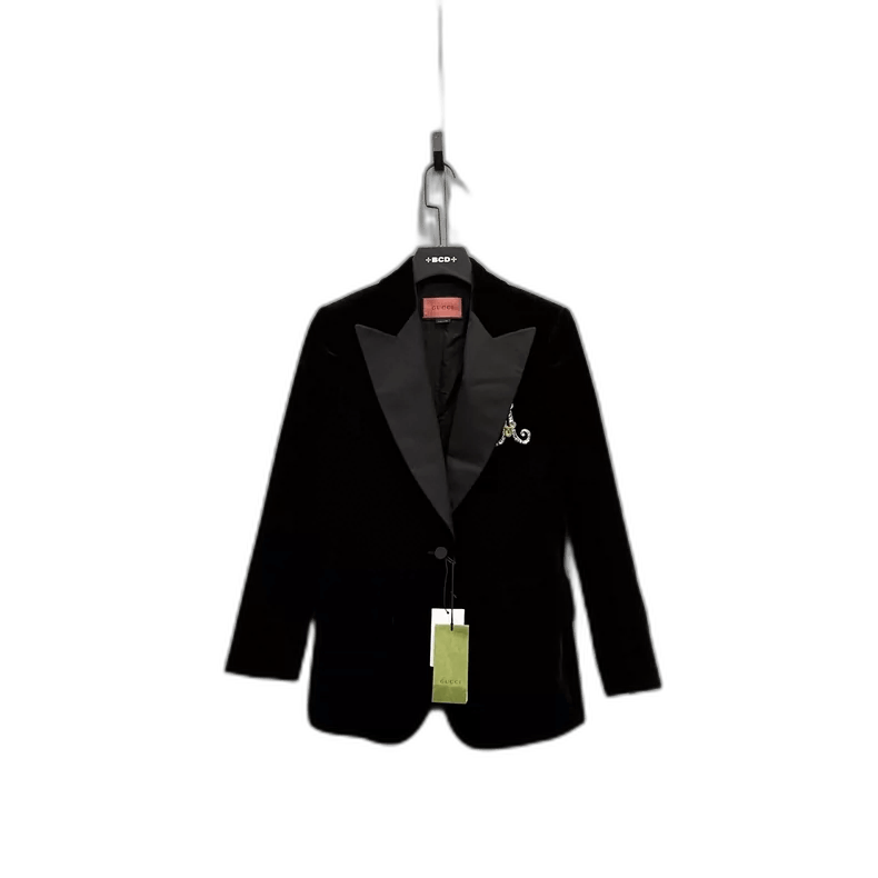 Gucci GUCCI Black Velvet Brooch Suit Jacket Size US M / EU 48-50 / 2 - 1 Thumbnail