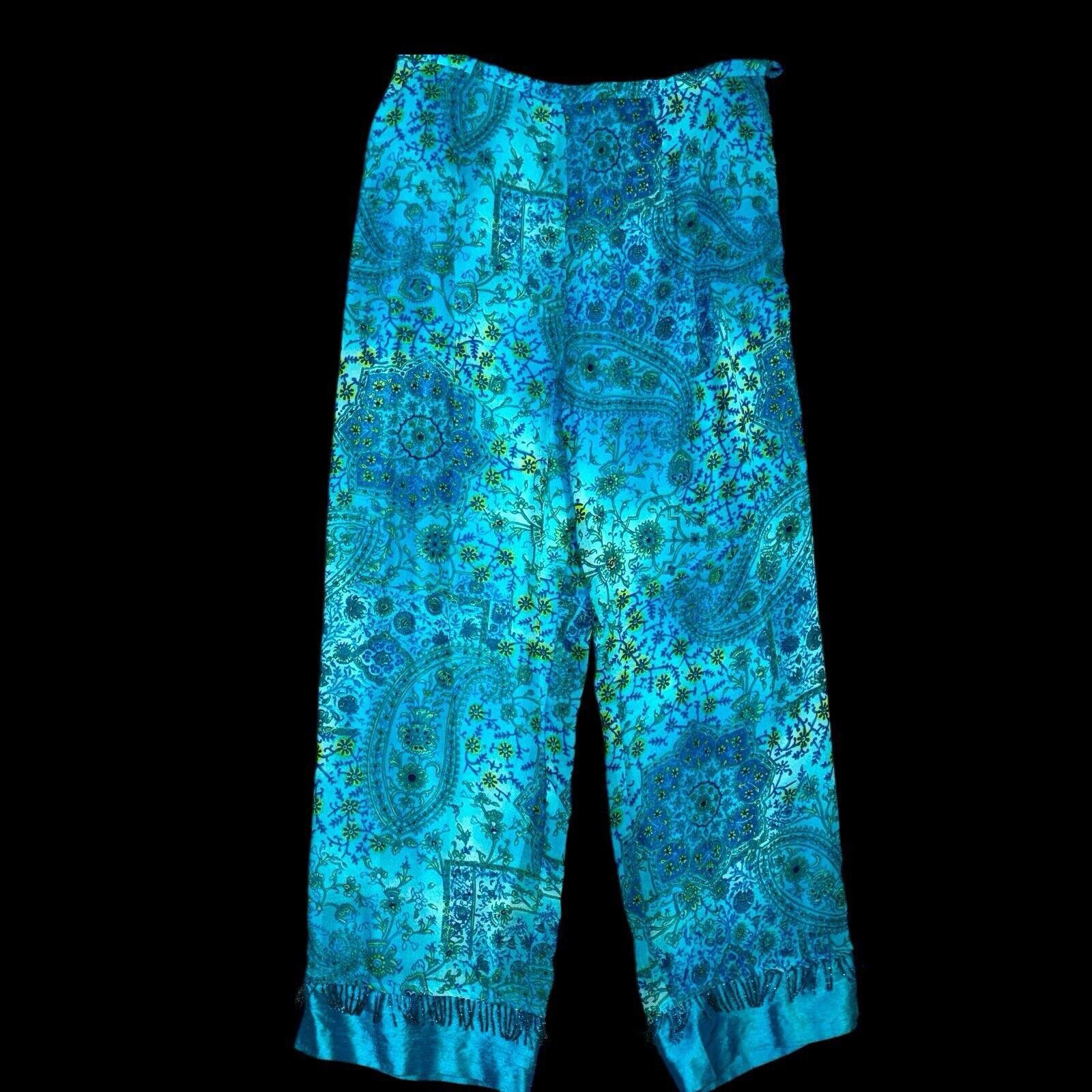 Designer NEW Vintage Lucia Lukken Sz 10 / Beaded Fringe Trim Pants Size 32" / US 10 / IT 46 - 2 Thumbnail