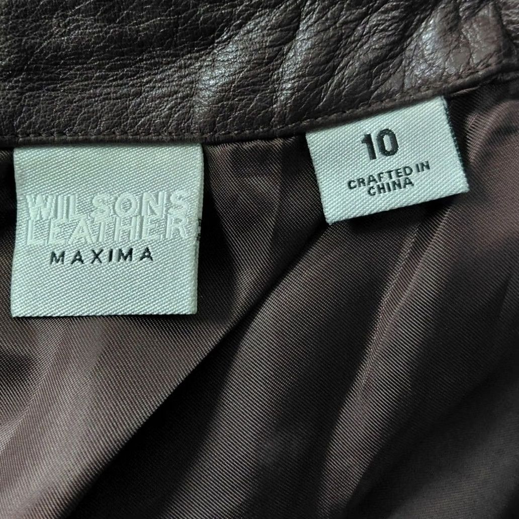 Vintage Wilsons Leather Skirt Brown Solid Lined Size 10 Size 32" / US 10 / IT 46 - 5 Thumbnail