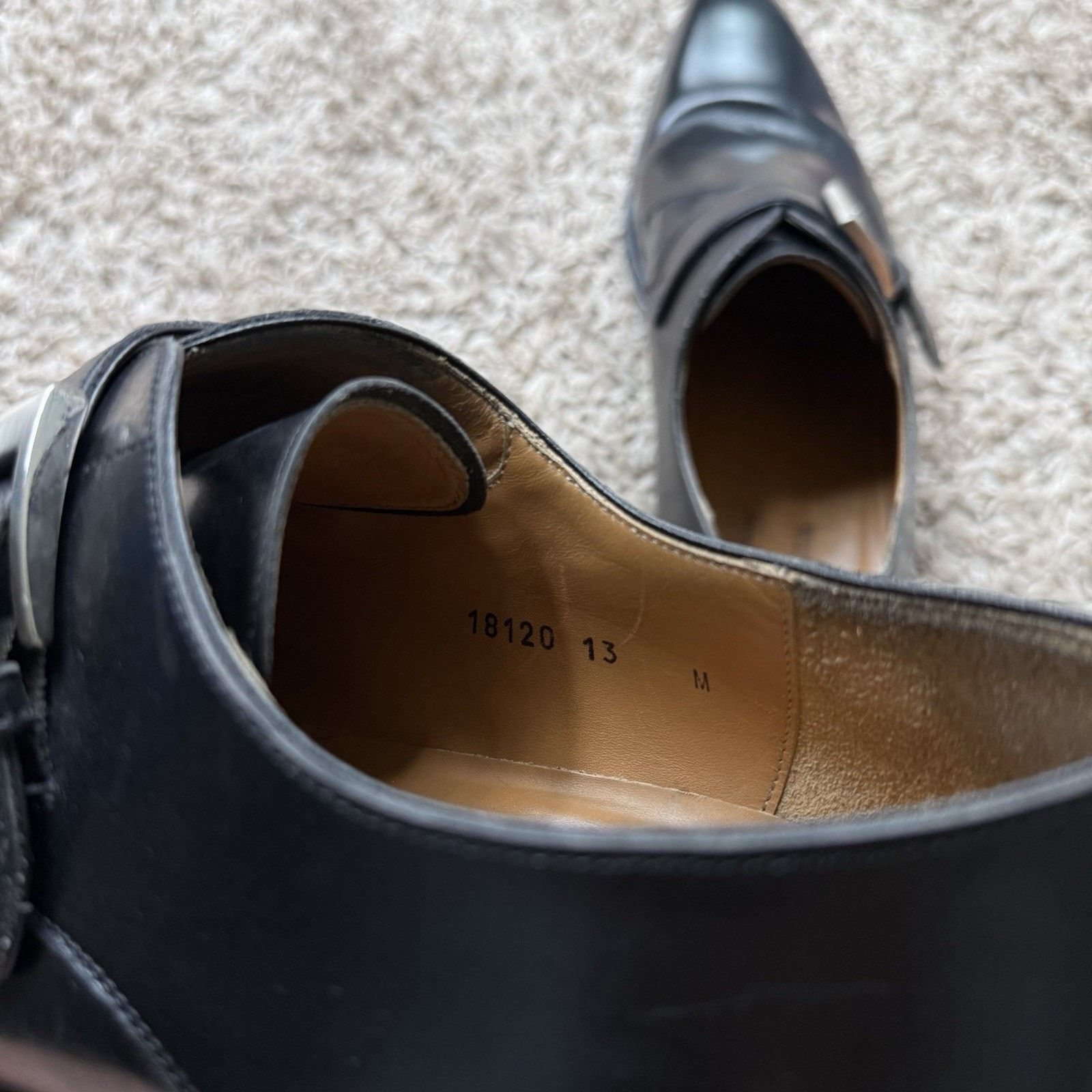 Magnanni Magnanni Marco II Single Monk Strap Black Leather Dress Shoe Size US 13 / EU 46 - 8 Thumbnail