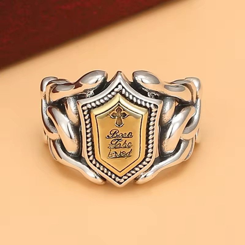 Jewelry × Vintage Ring Open Size Gold Silver Collision Lines Geometry Size ONE SIZE - 2 Thumbnail