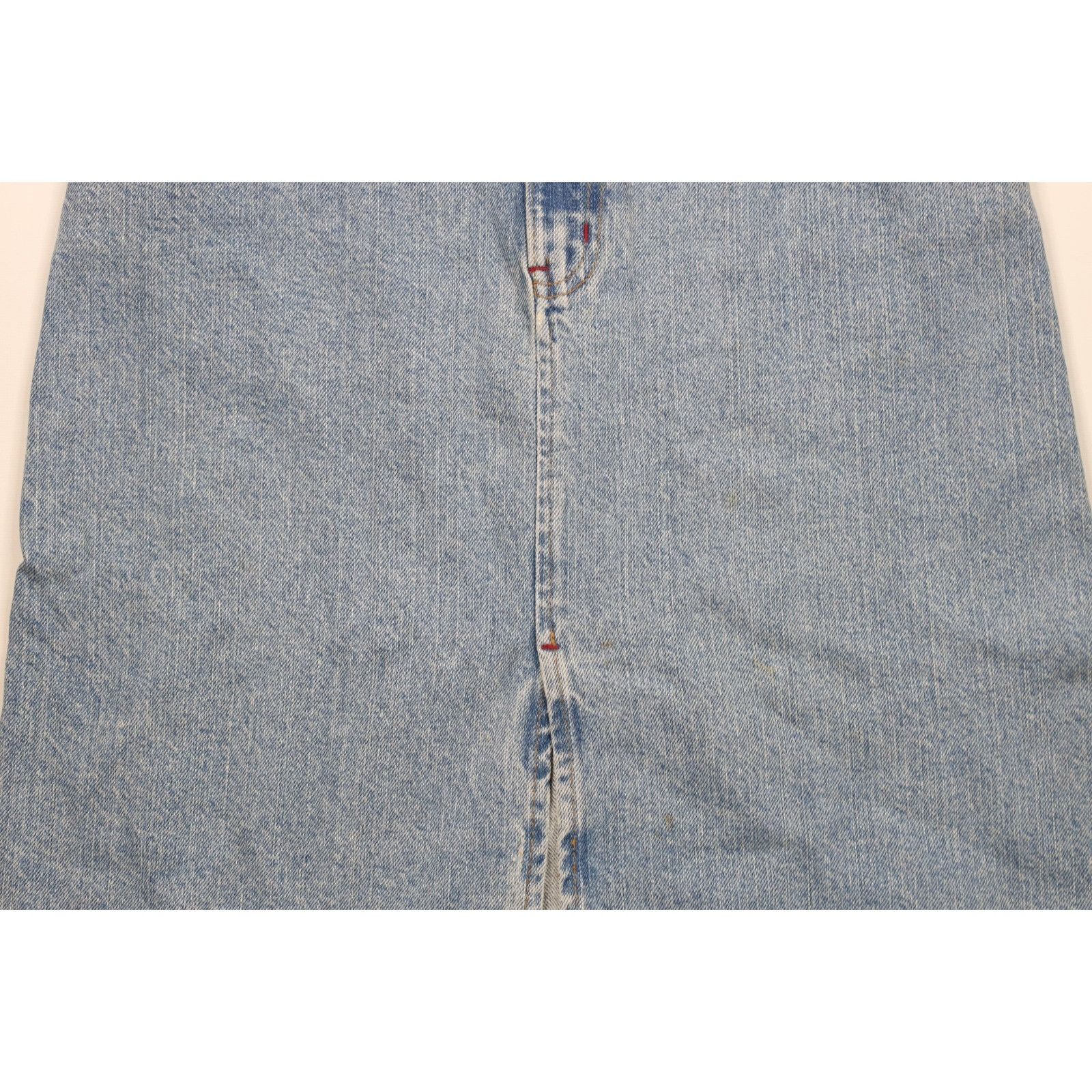 Ralph Lauren Vintage 90s Ralph Lauren Distressed Knee Length Denim Skirt Size 28" / US 6 / IT 42 - 3 Thumbnail
