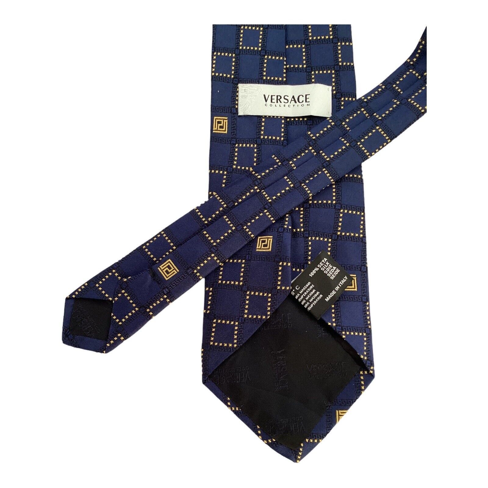 Versace VERSACE Collection Blue Geometric Luxury Silk Tie Made In It Size ONE SIZE - 4 Thumbnail