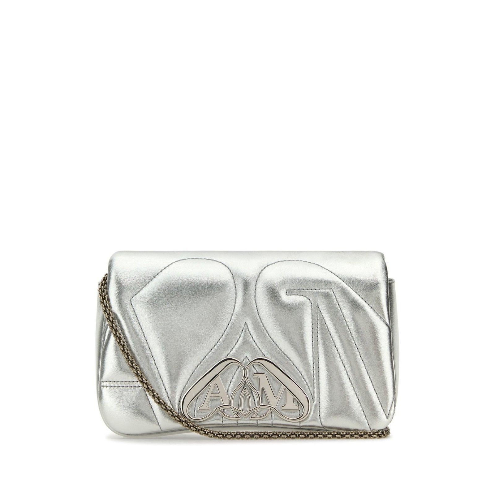 Alexander McQueen ALEXANDER MCQUEEN Seal Mini Gray/Silver Shoulder Bag New & A Size ONE SIZE - 1 Thumbnail