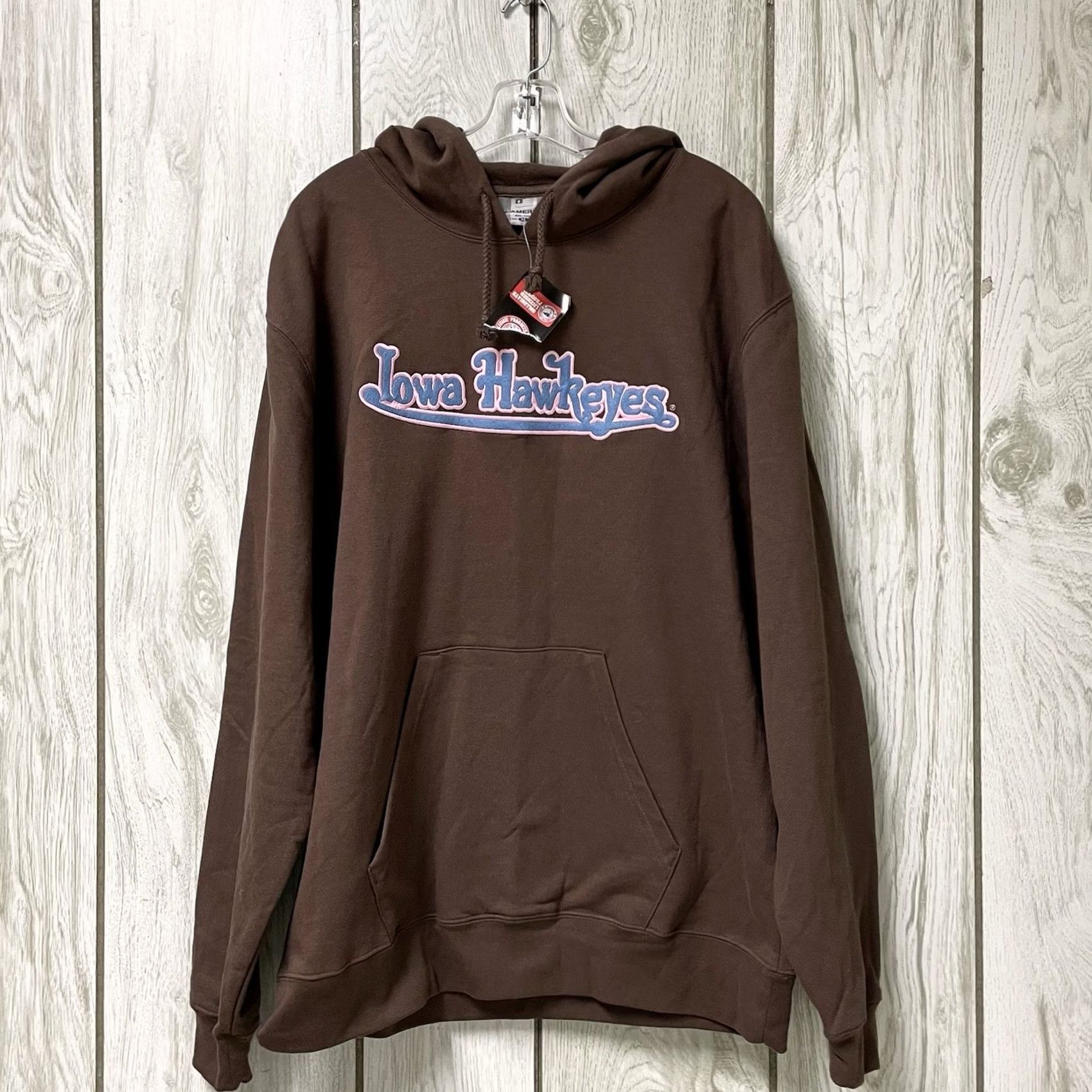 CHOCOOLATE J. America Hawkeyes Patchwork Pullover Hoodie XL Men/Women Chocolate Brown Embroidered Logo Kangaroo Pocket Size XL / US 12-14 / IT 48-50 - 2 Thumbnail