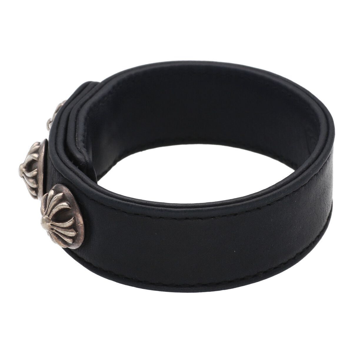 CHROME HEARTS 3 Button 2 Snap Leather Bracelet