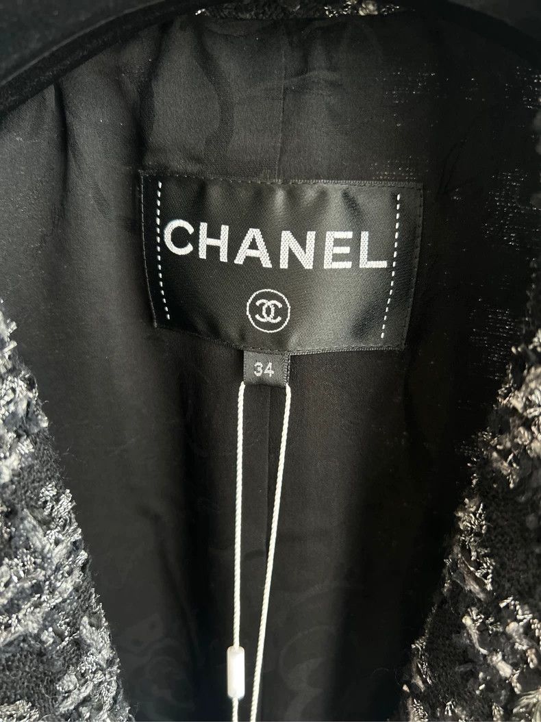 Chanel Chanel Black thousand-bird check medium-length jacket 2504- Size XXS / US 00 / IT 34 - 2 Thumbnail