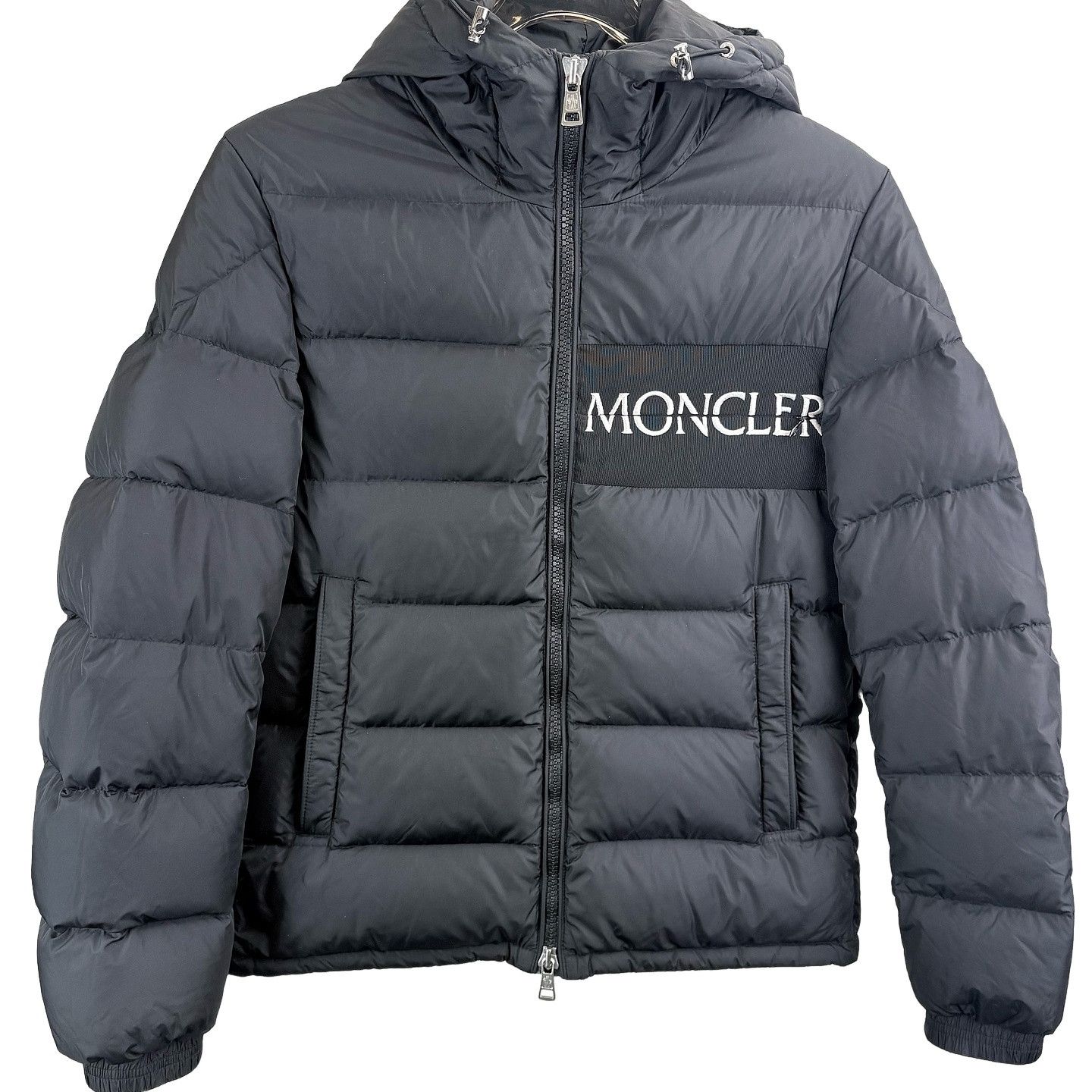 Moncler Aiton Embroidered Logo Puffer Jacket Size 1 in Black, Men's