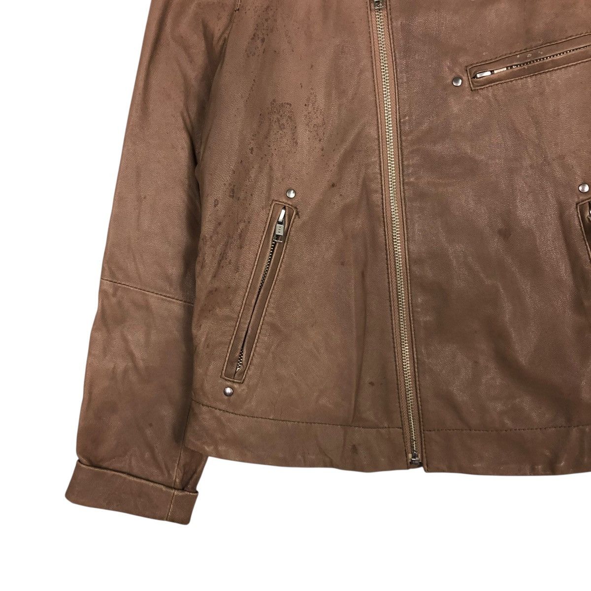 Japanese Brand 🔥CROPPED BIKER LEATHER JACKET RUE DE BLUE ISSEY MIYAKE Size US S / EU 44-46 / 1 - 6 Thumbnail