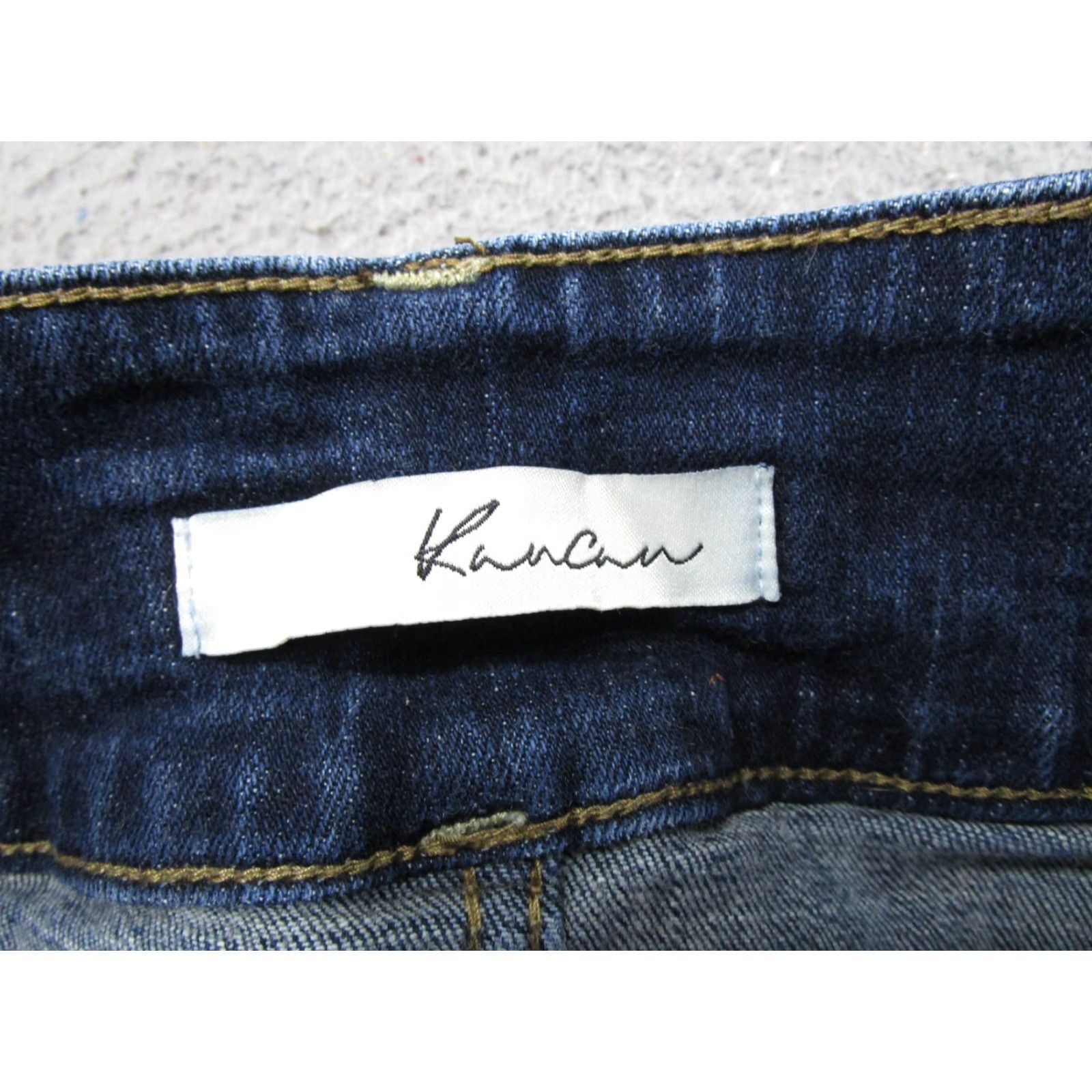 Vintage KanCan Jeans Women 25 Blue Denim Distressed Skinny Dark Wash 5-Pocket Design Mid Rise Womens Size 42" / US 20 - 4 Thumbnail