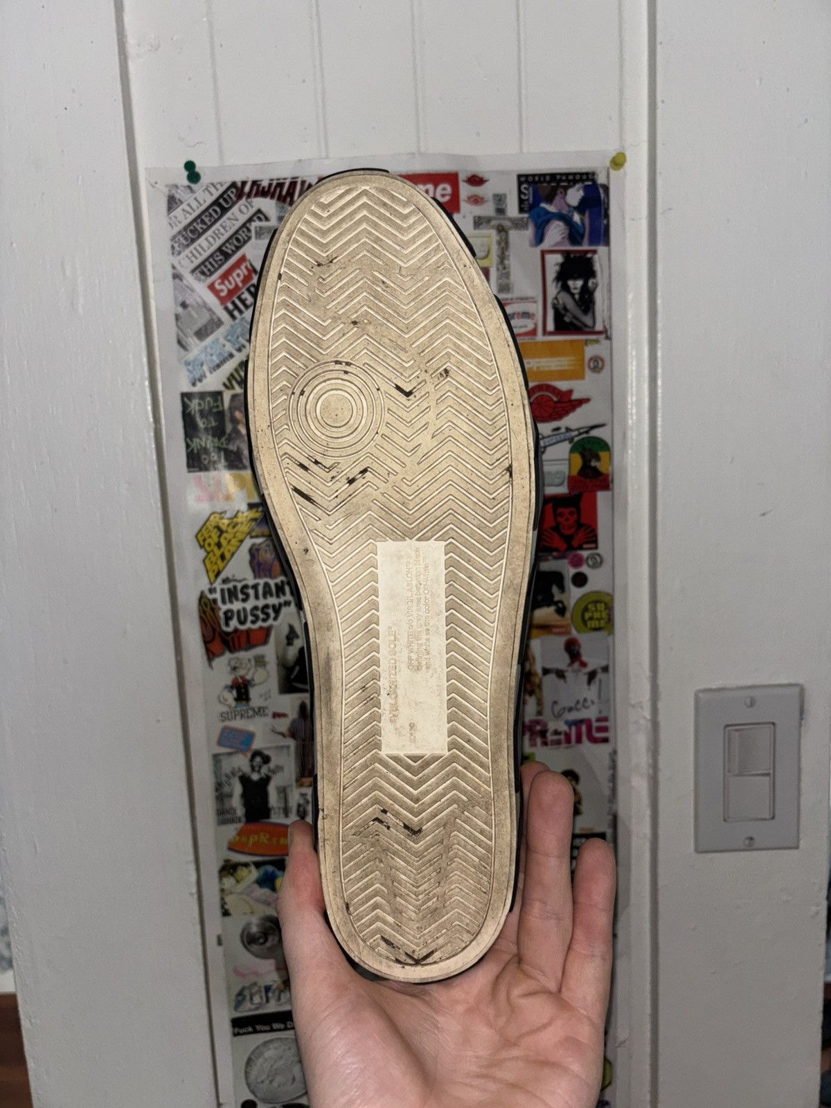 Off-White Off White Vulcanized high top “striped” Canvas Sneakers Size US 10.5 / EU 43-44 - 4 Thumbnail