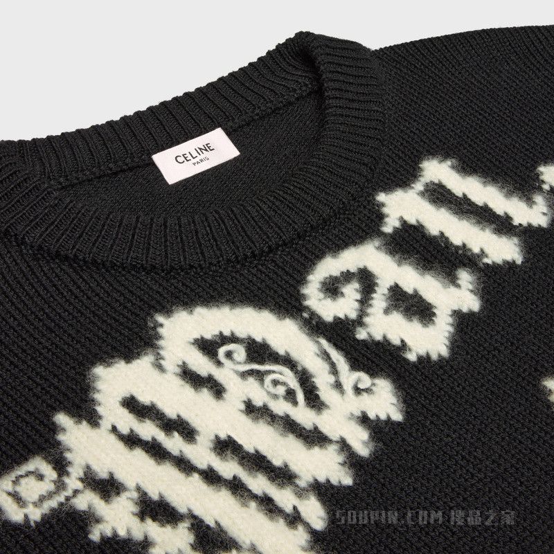 Celine o1bcso1str1124 Wool Crew Neck Sweater in Black Size US L / EU 52-54 / 3 - 3 Thumbnail