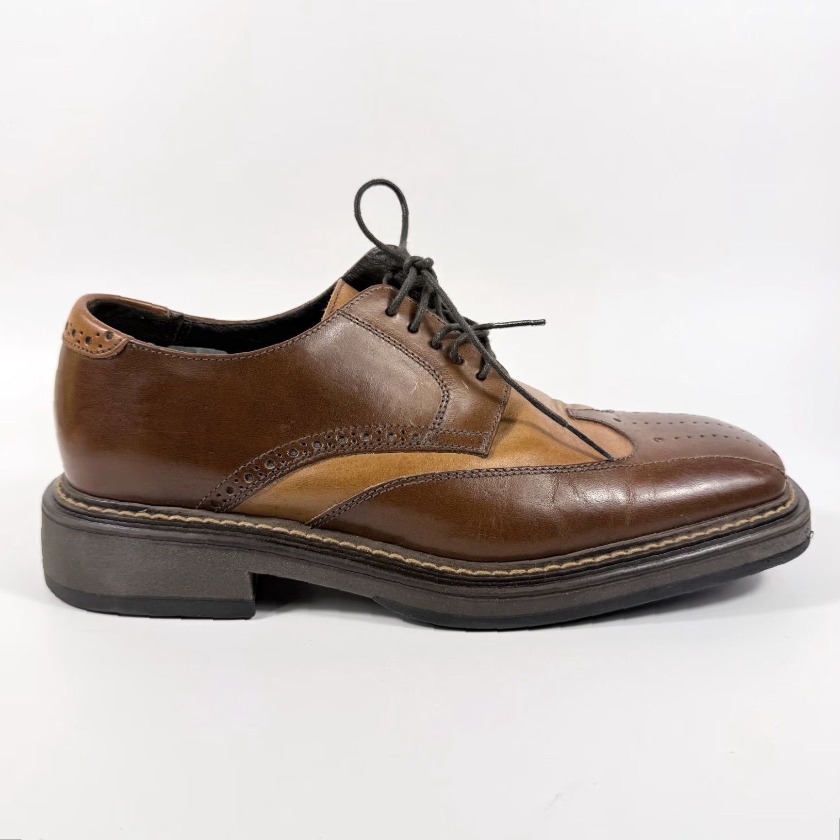 Aldo Aldo Oxford Dress Shoes Men Brown Leather Lace Up Square Toe - 41 Dress Shoes Size US L / EU 52-54 / 3 - 2 Thumbnail