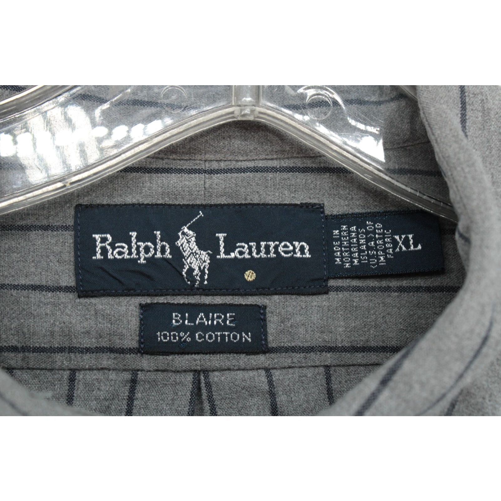 Polo Ralph Lauren VINTAGE Polo Ralph Lauren Blake Shirt Men's XL Gray Heavy Cotton Button-Up Long Sleeve Collared Striped Poney Logo 90s Designer City Preppy Workwear Size US XL / EU 56 / 4 - 7 Thumbnail