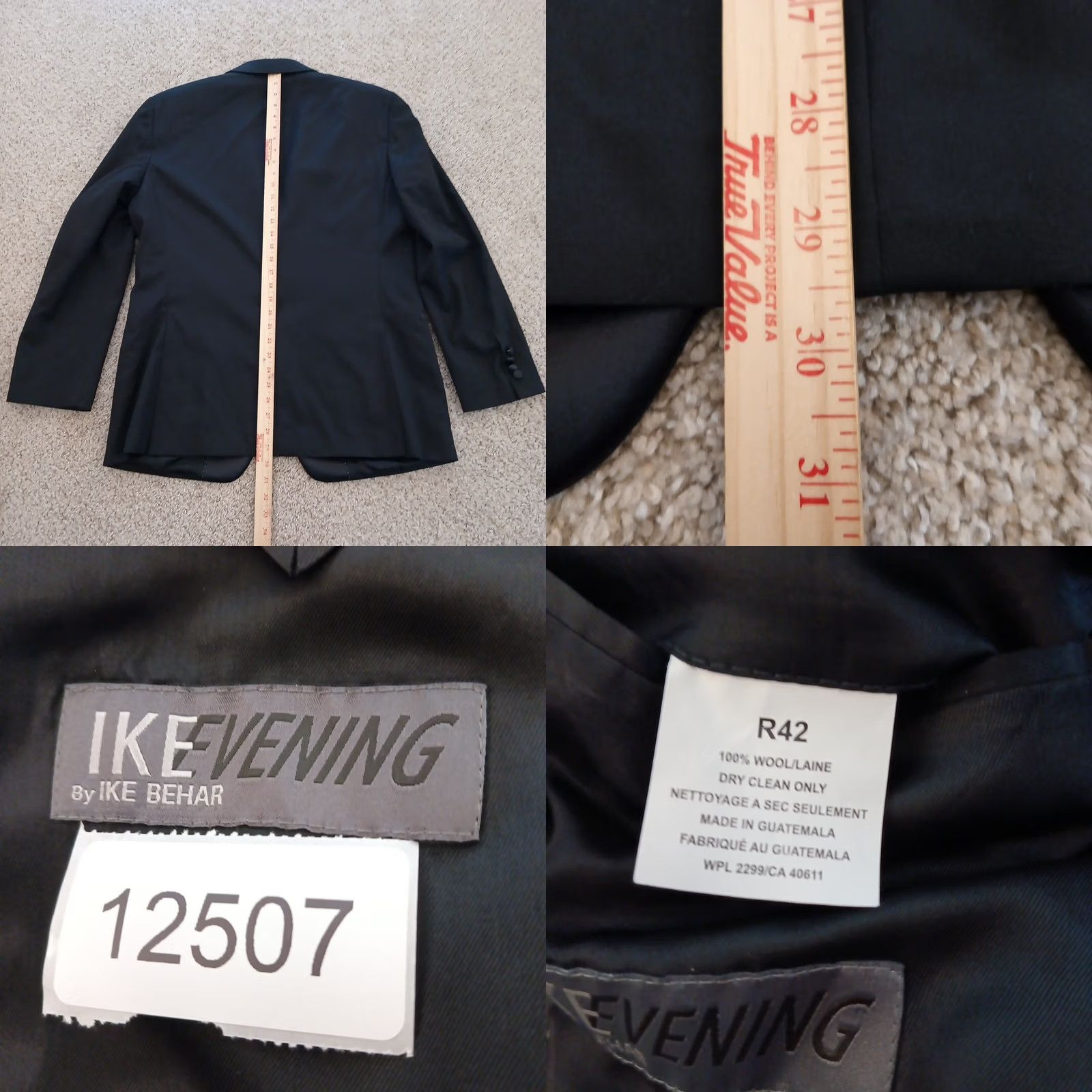 Ike Behar Ike Behar Tuxedo Shirt Mens 42 Black Wool Two Button Double Vent Size 42R - 8 Thumbnail