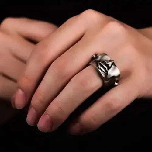 Jewelry Half Face Adjustable Ring Size ONE SIZE - 4 Thumbnail