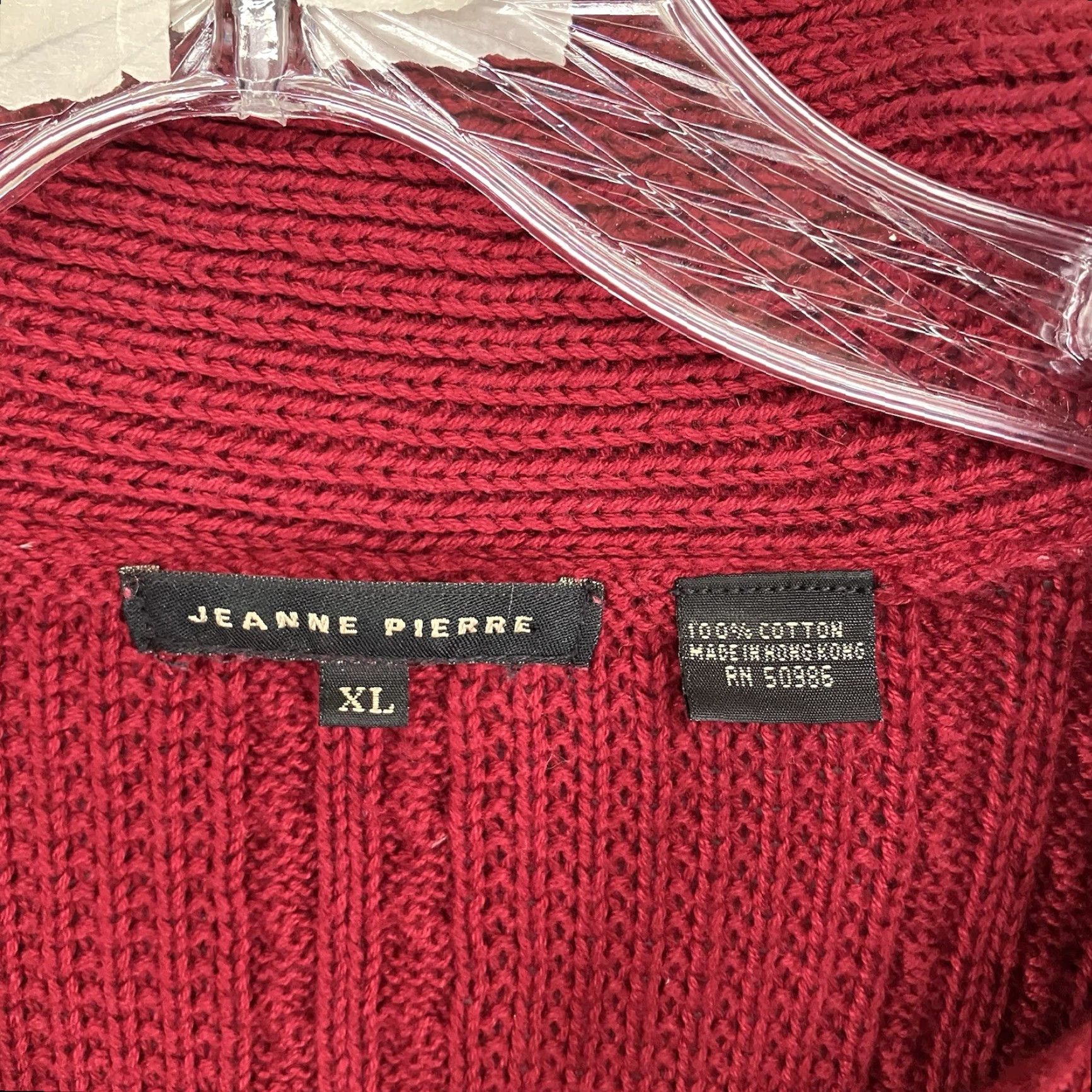 Vintage VINTAGE JEANNE PIERRE Women's XL Brick Red Multi Knit Sweater All Cotton Womens Size XL / US 12-14 / IT 48-50 - 3 Thumbnail