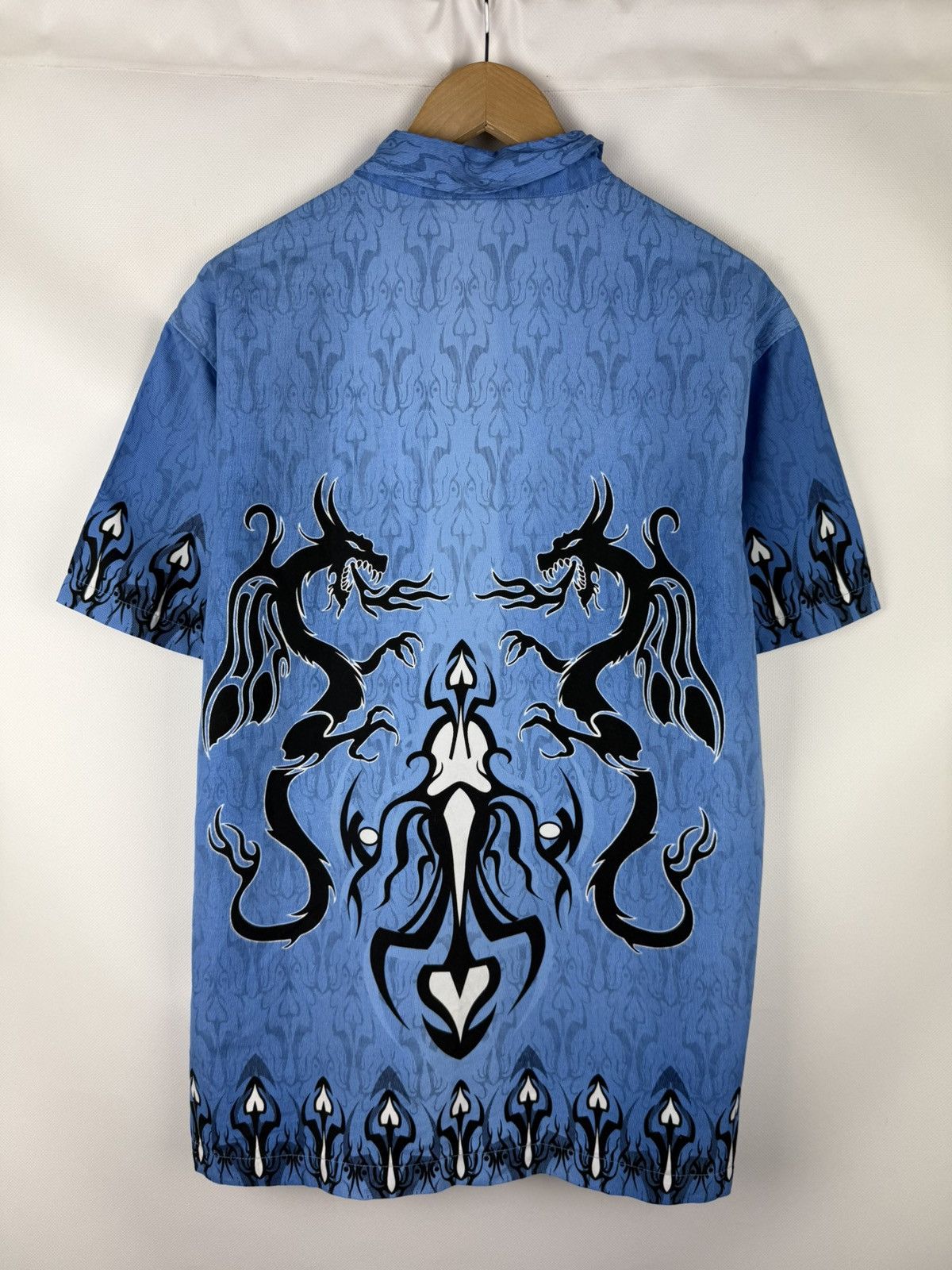 Other Fishbone Tribal Dragon Overprinted Y2K Crazy Button Up Shirt Size US L / EU 52-54 / 3 - 17 Thumbnail