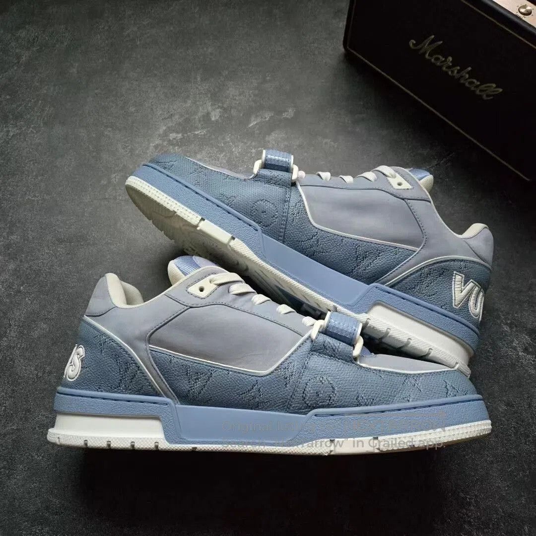 Louis Vuitton louis vuitton lv trainer blue and white sneakers. Size US 9 / EU 42 - 2 Thumbnail
