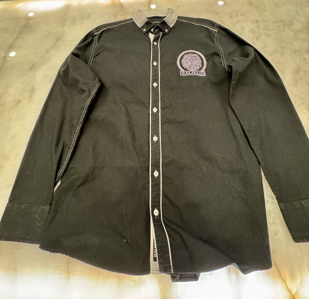 Balmain Balmain Paris Big Logo Button-down Long Sleeve Shirt Size US L / EU 52-54 / 3 - 1 Thumbnail
