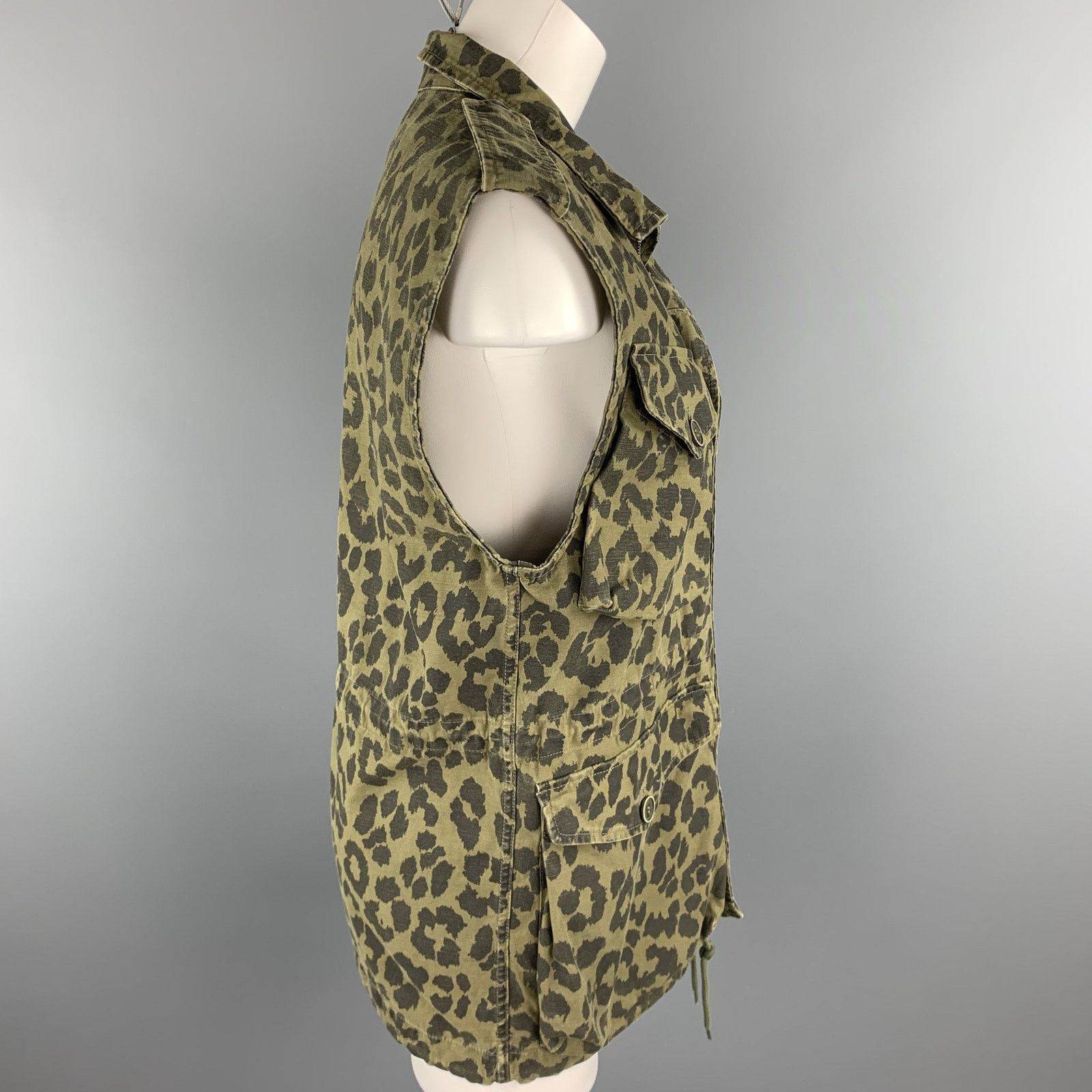 Saint Laurent Paris SAINT LAURENT Spring 2016 Size 6 Olive & Black Cotton Vest Size M / US 6-8 / IT 42-44 - 3 Thumbnail