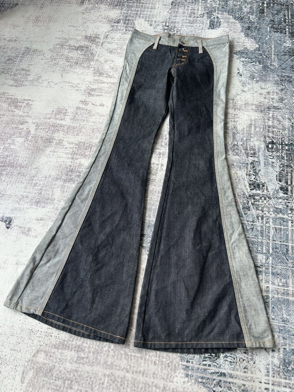Japanese Brand Super Flared Rockstar Punk Jeans Size US 28 / EU 44 - 3 Thumbnail