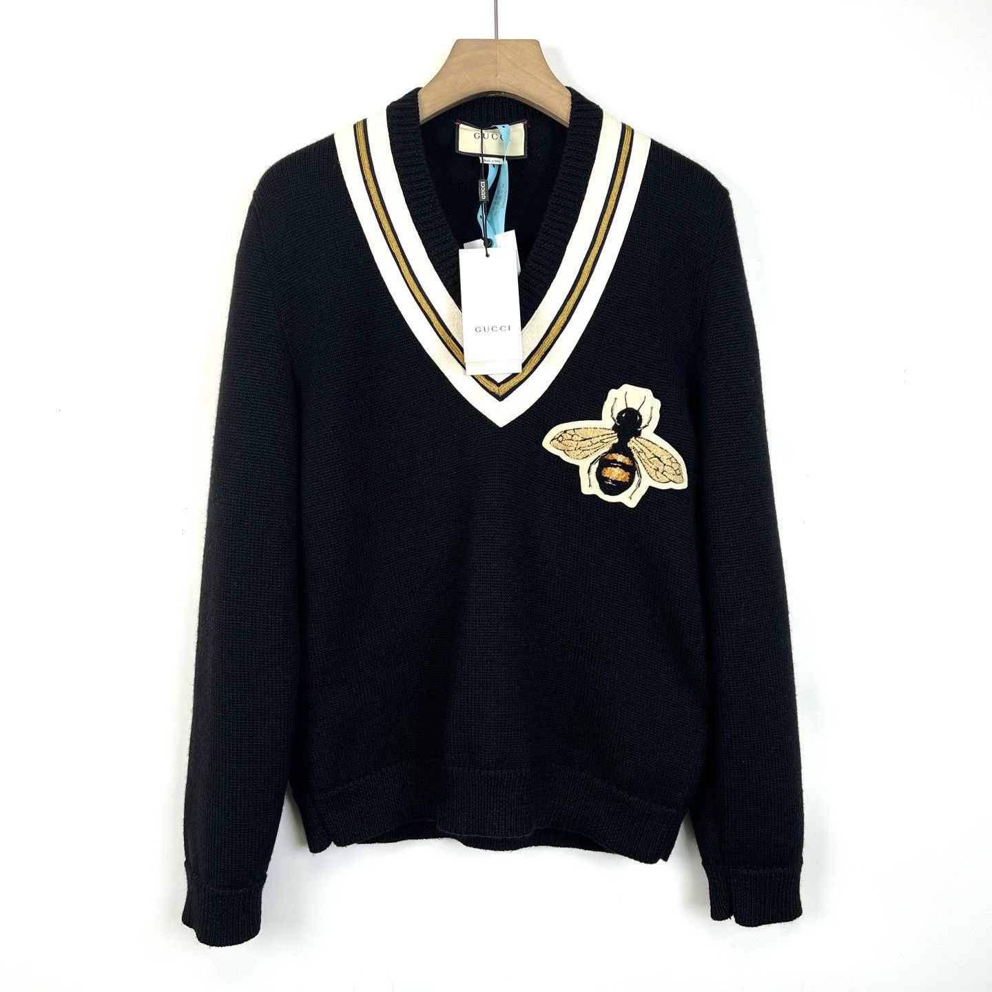 Gucci Gucci Black Bee Embroidery Wool Sweater Size US M / EU 48-50 / 2 - 1 Thumbnail