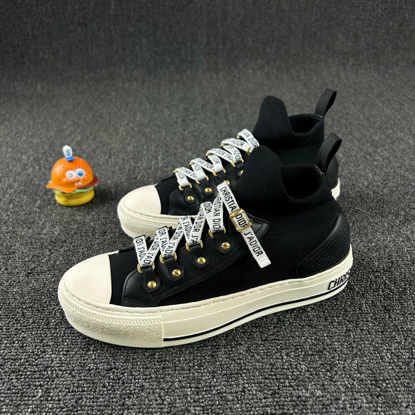Dior Dior Black White Slogan Strap Sneakers Size US 4.5 / IT 34.5 - 1 Thumbnail