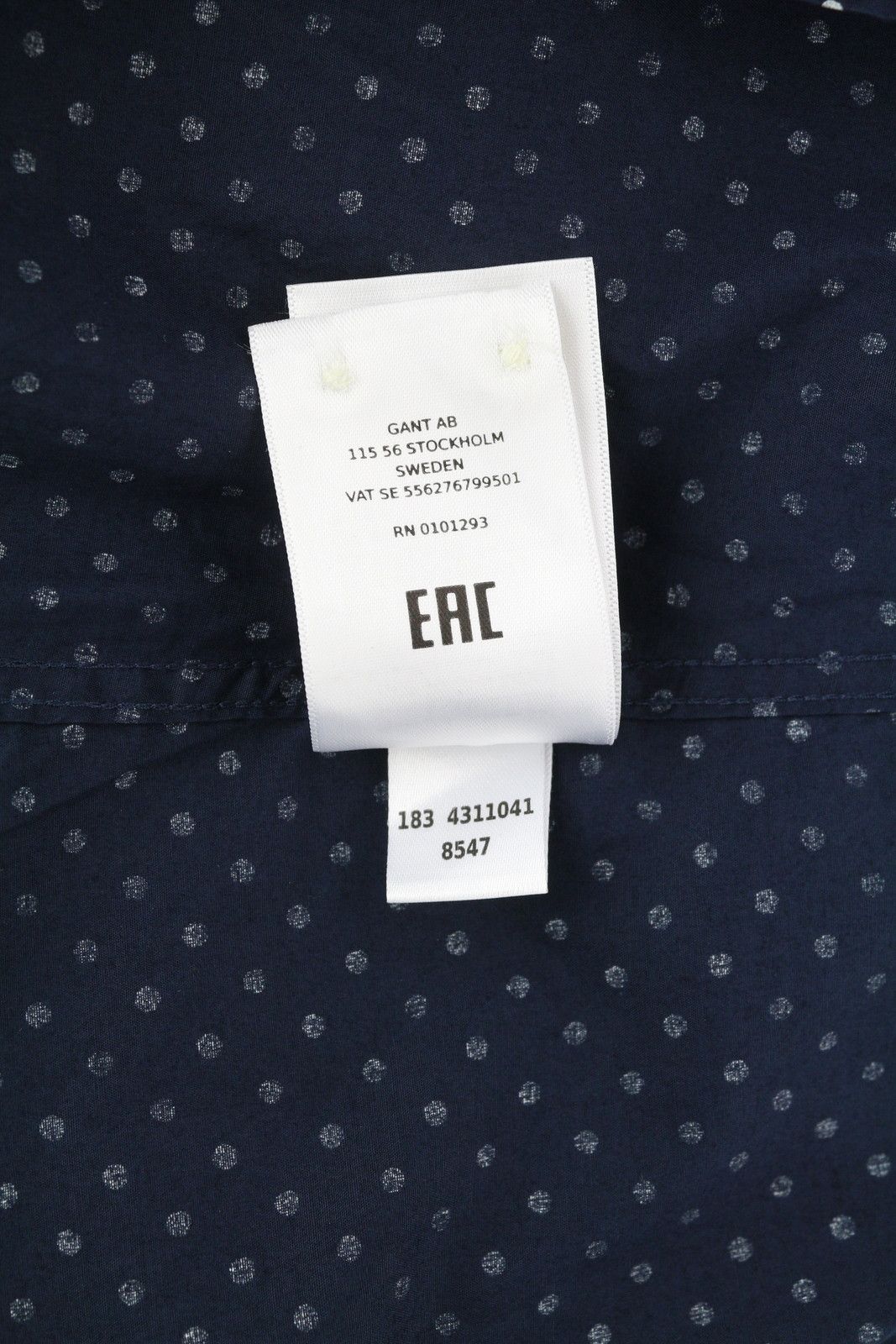 Gant STRETCH BROADCLOTH EU34 Dark Blue Polka Dot Shirt 85149 Size XS / US 0-2 / IT 36-38 - 9 Thumbnail