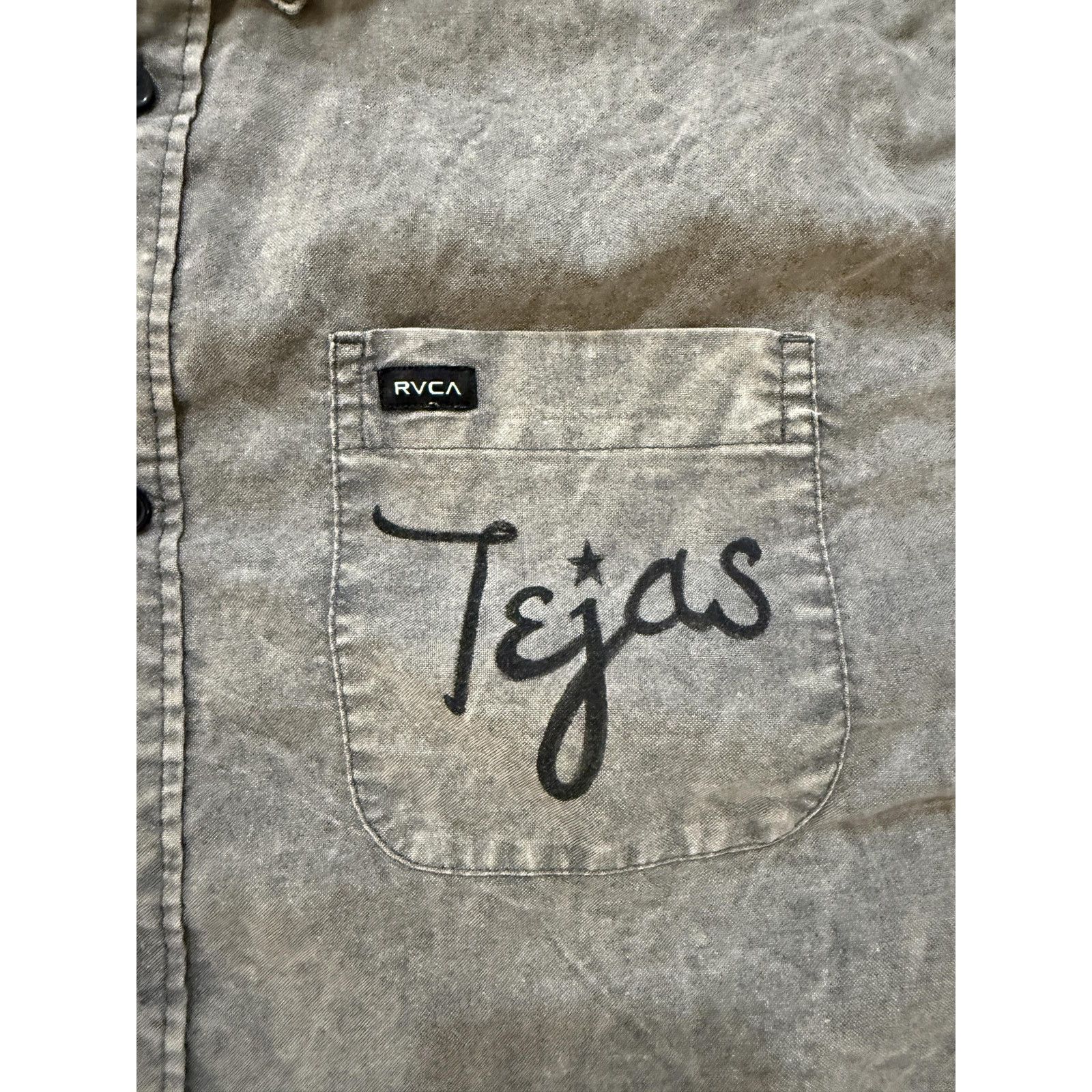 RVCA RVCA Shirt Mens LG Gray Button Up Tejas Meat Supply Size US L / EU 52-54 / 3 - 2 Thumbnail