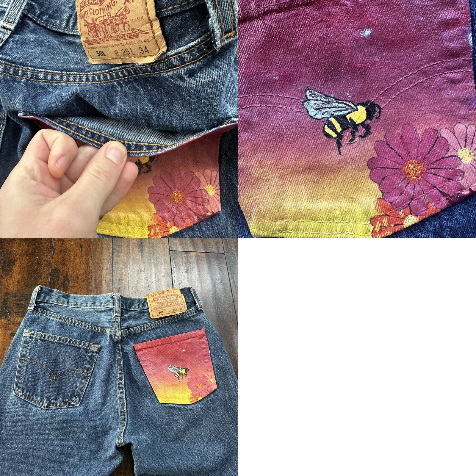 Levi's VINTAGE Levi's 501 Jeans 29x34 Blue Denim 90s 80s USA Mid Wash 27x29 Med Wash Classic Straight Men's Regular Cotton Denim Beltless Button Closure Size US 29 - 10 Thumbnail