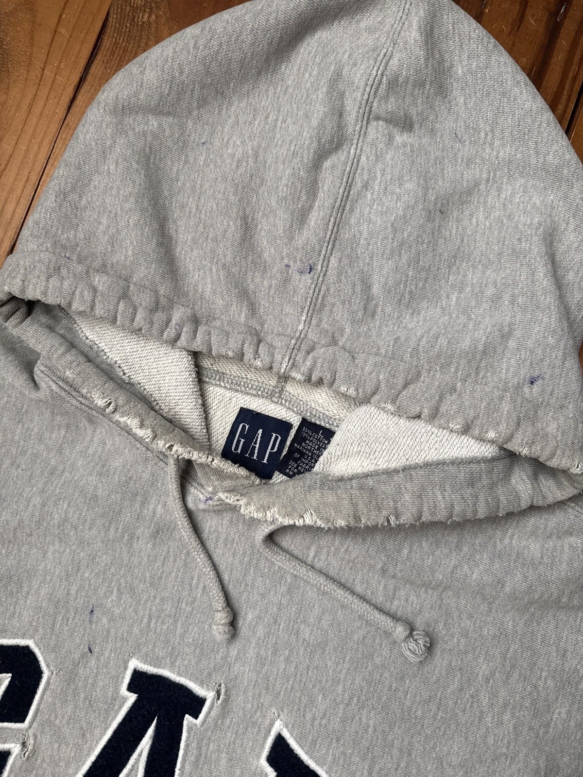 Gap VTG 90s GAP Athletic Distressed French Terry Cloth Hoodie Size US L / EU 52-54 / 3 - 3 Thumbnail