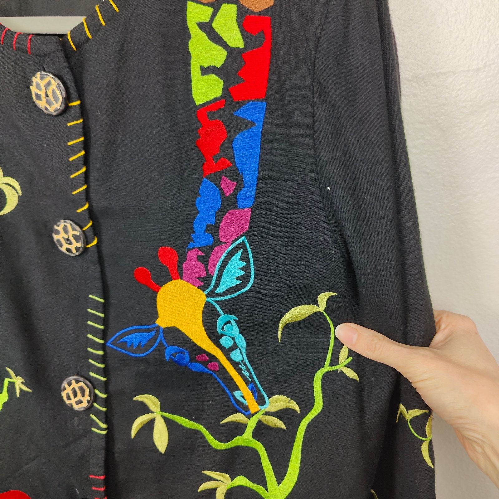 Other Vintage Drapers & Damons Giraffe Embroidered Cardigan PL Size L / US 10 / IT 46 - 2 Thumbnail