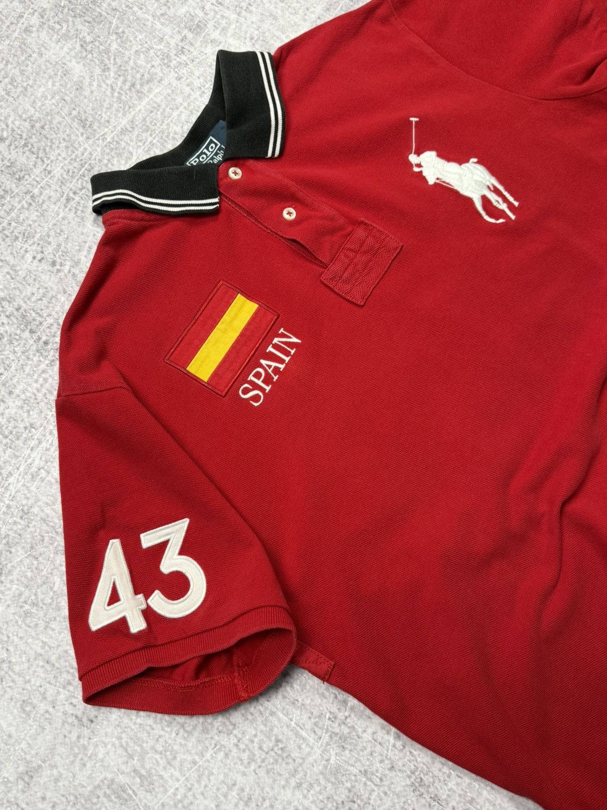Polo Ralph Lauren Vintage Polo Ralph Lauren Red Spain Espana Polo Shirt Size US XL / EU 56 / 4 - 4 Thumbnail