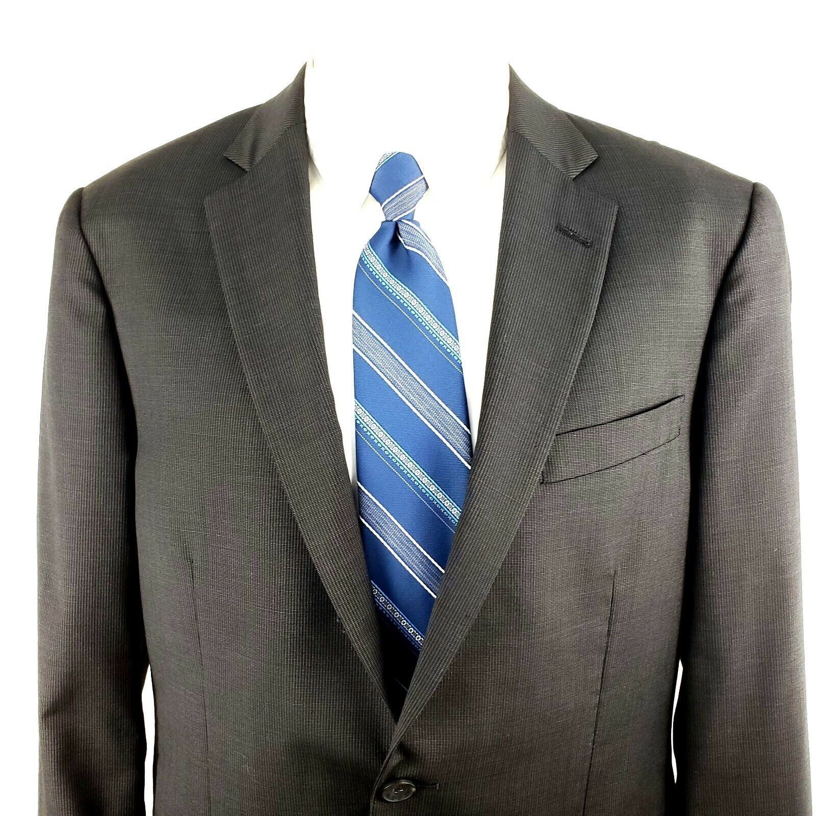 Hart Schaffner Marx Hart Schaffner Marx 42R 2 Button Striped Wool Gray Blazer Ta Size 42R - 1 Thumbnail