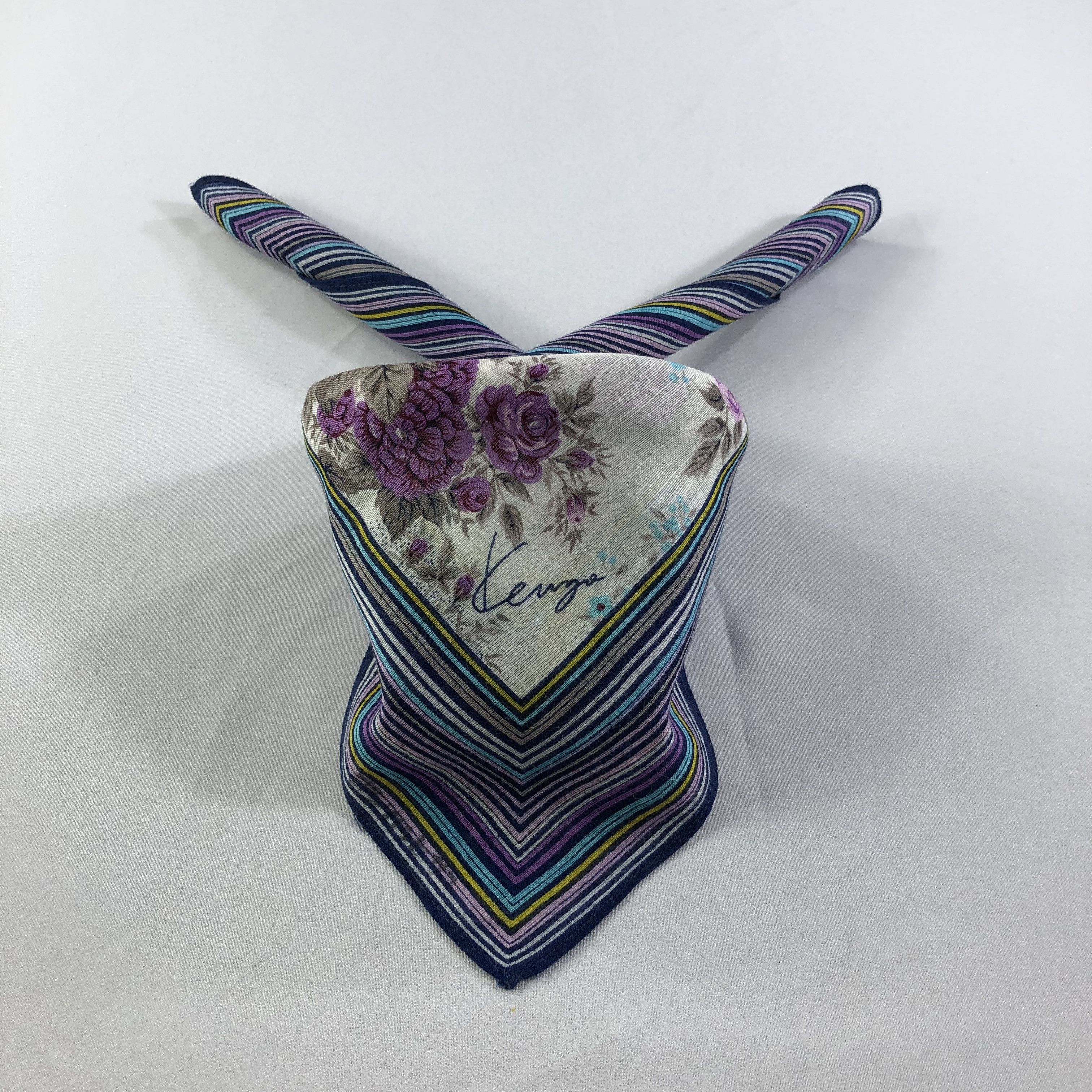 Kenzo × Vintage Kenzo Floral Handkerchief Neckerchief Bandana H2066 Size ONE SIZE - 2 Thumbnail
