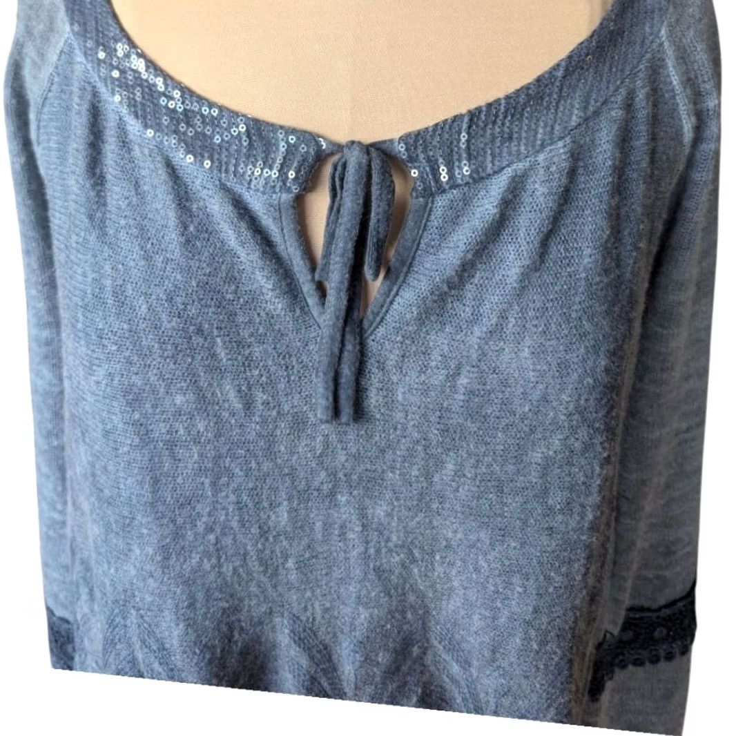 Vintage Tempo Paris Mohair Blend Blue Sweater Women Size S Crochet Lace Sequined Blouse Luxury Vintage Quiet Luxury Size S / US 4 / IT 40 - 6 Thumbnail