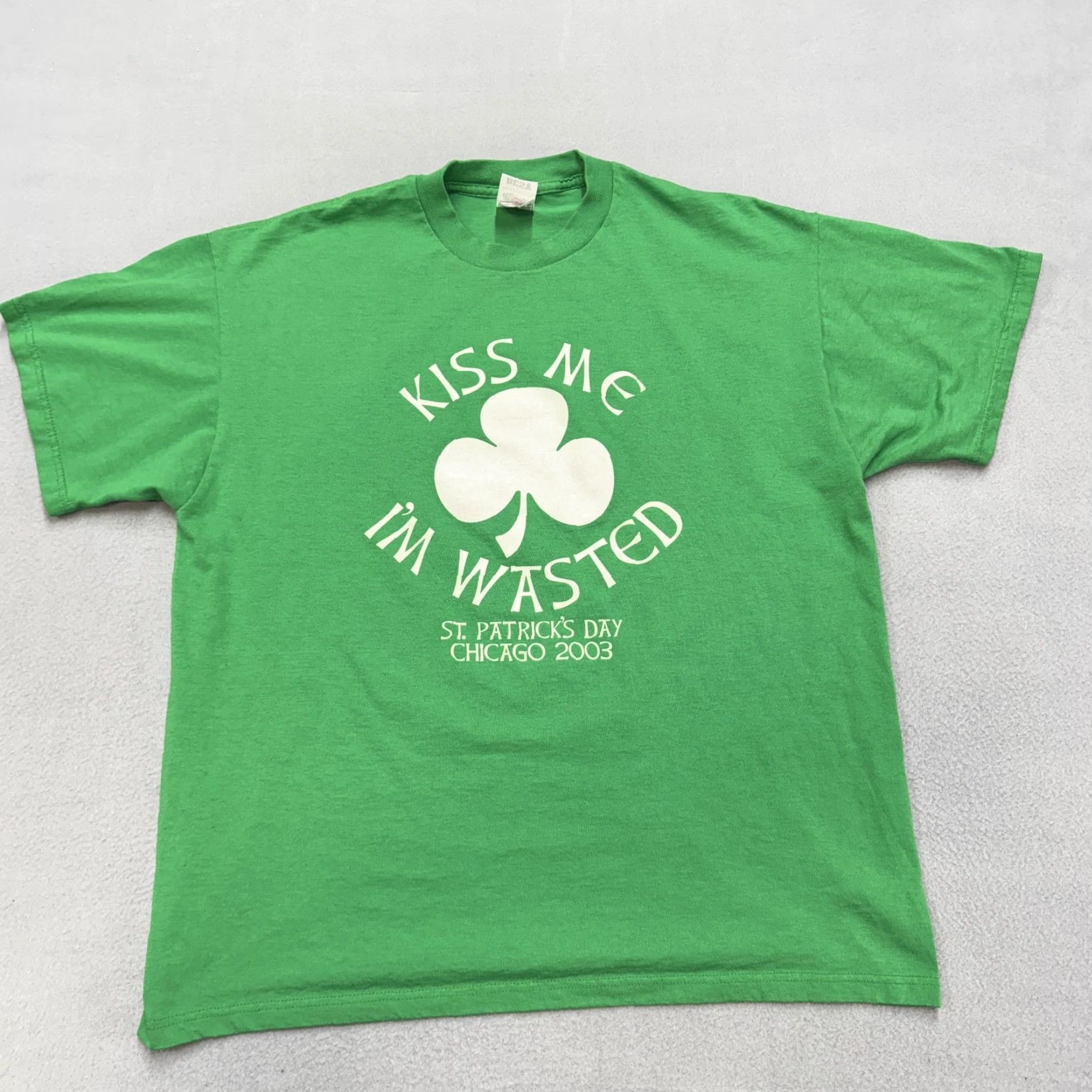 Fruit Of The Loom VINTAGE Fruit Of The Loom Shirt Mens XL Green Kiss Me I'm Wasted St Patrick's Day Shirt Mens Green Kiss Me I'm Wasted St Patrick's Day Size US XL / EU 56 / 4 - 2 Thumbnail