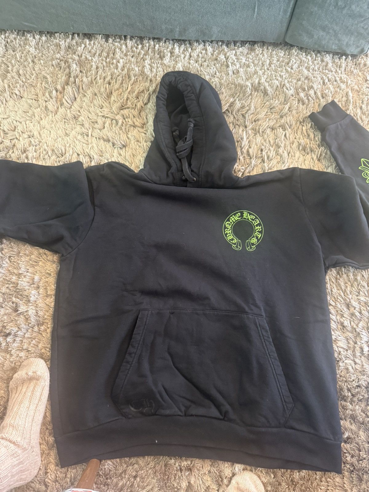 Chrome Hearts Chrome Hearts Neon Green Horseshoe Hoodie – Rare Piece Size US XL / EU 56 / 4 - 1 Thumbnail