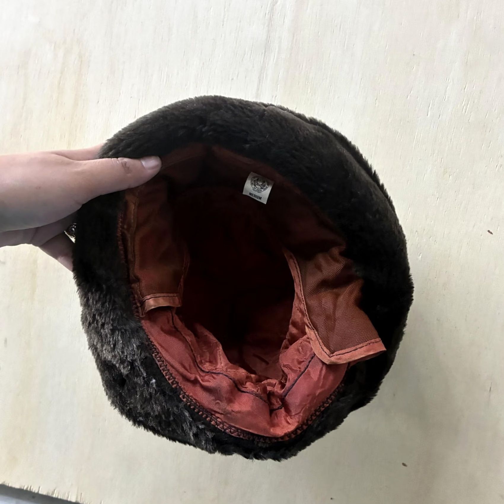 Vintage Cossack Hat - Unisex Medium Brown Faux Fur Lined Insulated Winter Size ONE SIZE - 4 Thumbnail