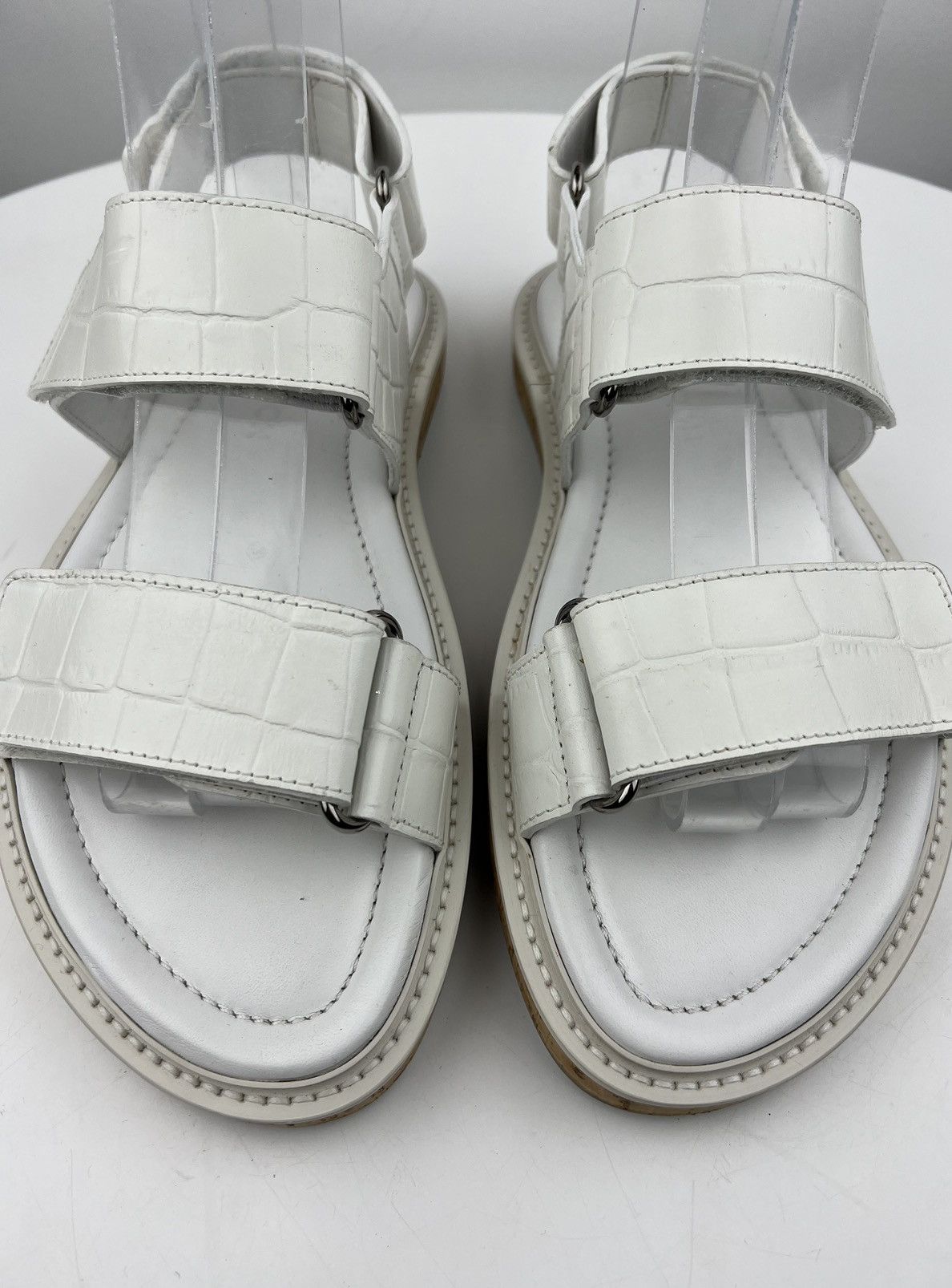 Louis Vuitton LOUIS VUITTON Sandals Textured Leather Shoes Cork Sole LV Size US 9 / EU 42 - 8 Thumbnail