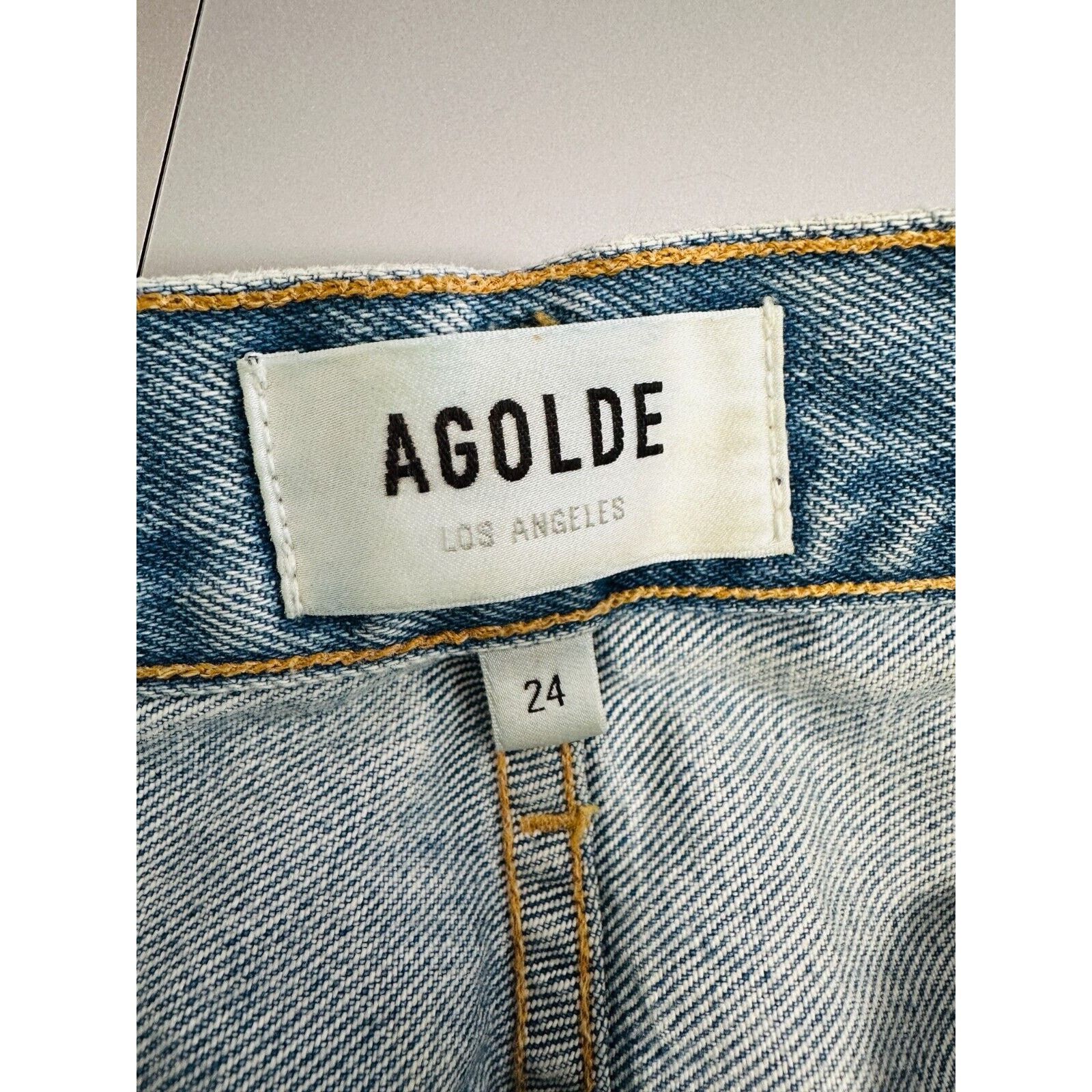 Agolde Agolde Medium Wash Mid Rise Button Fly Straight Jeans 24 Size 24" / US 00 / IT 34 - 7 Thumbnail