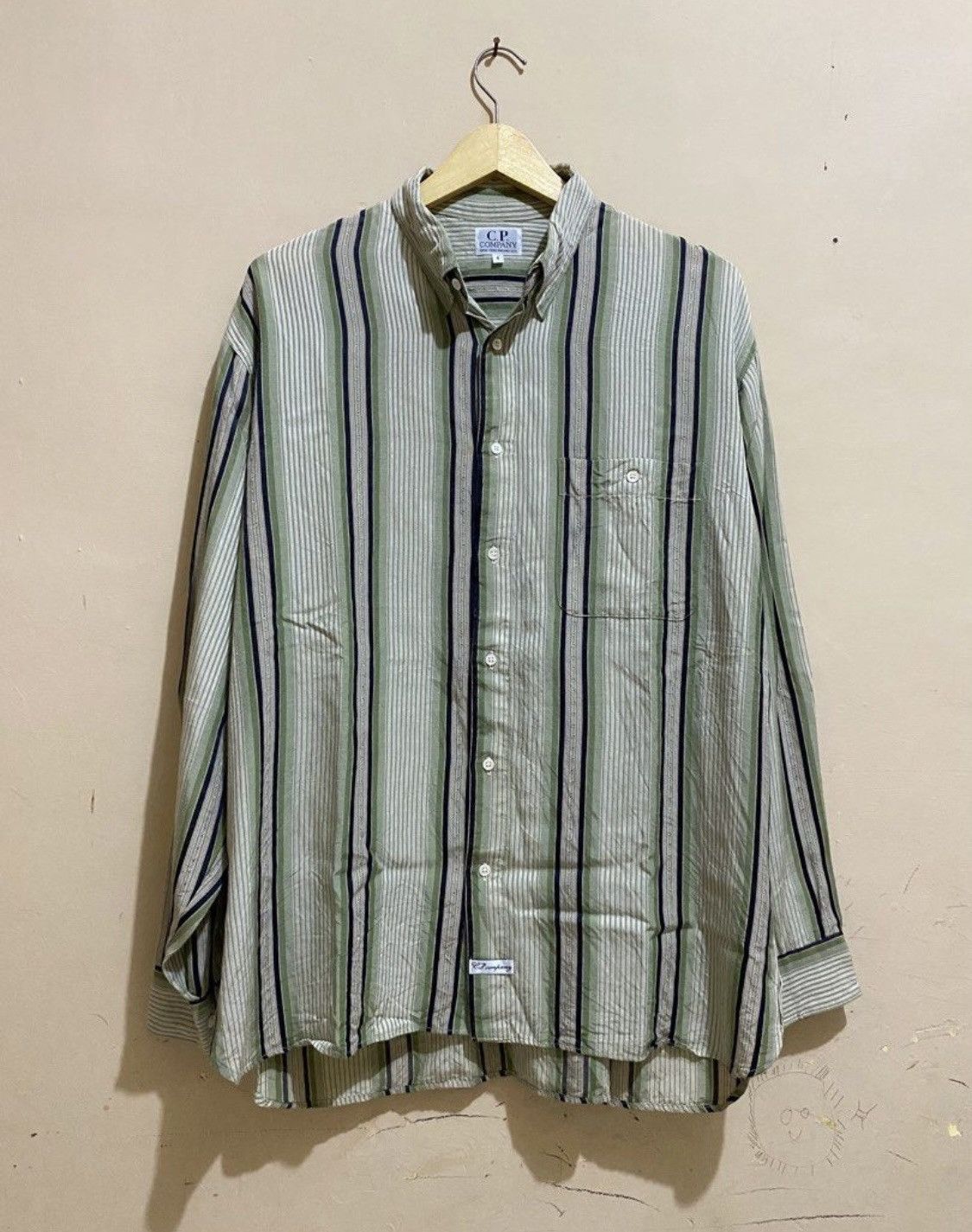 image of C P Company Vintage Long Shirt Cp Company Striped, Men's (Size XL)