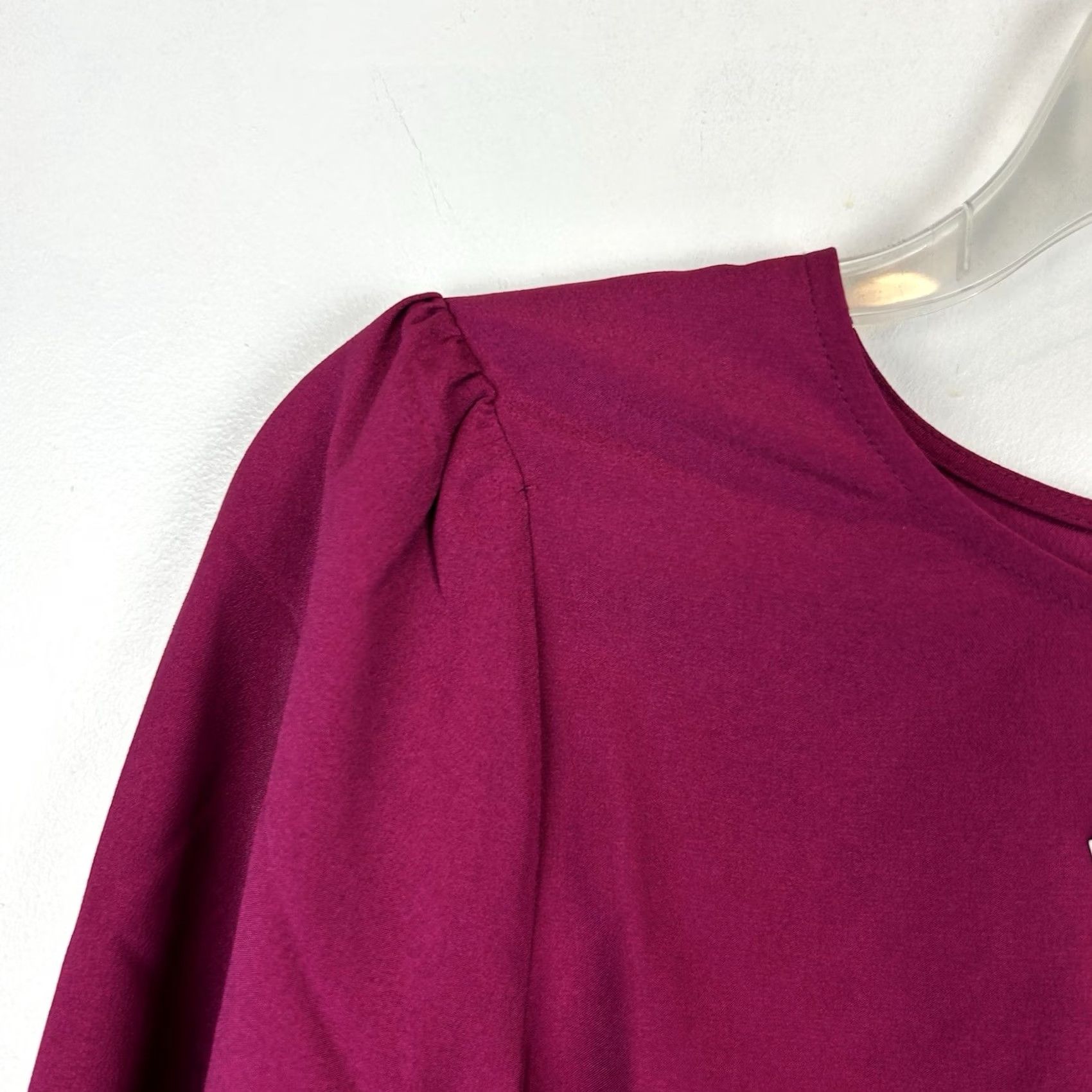 J.Crew J.CREW Blouse Womens XS Puff Sleeve Collared Chiffon Red Tunic Office Casual Read Size XS / US 0-2 / IT 36-38 - 4 Thumbnail