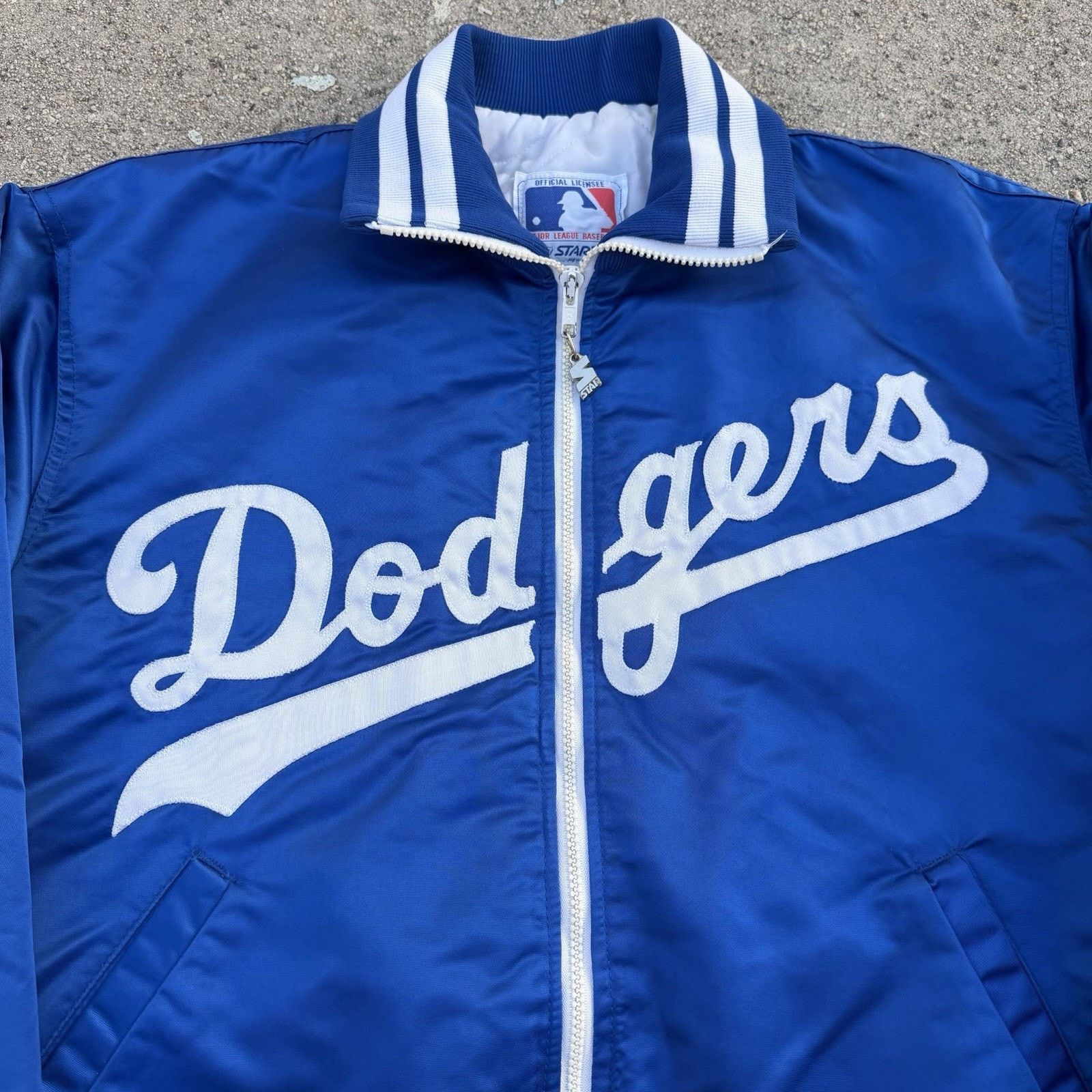 MLB × Starter × Vintage Vintage 80s Starter Los Angeles Dodgers Blue Satin Jacket XL Size US XL / EU 56 / 4 - 2 Thumbnail
