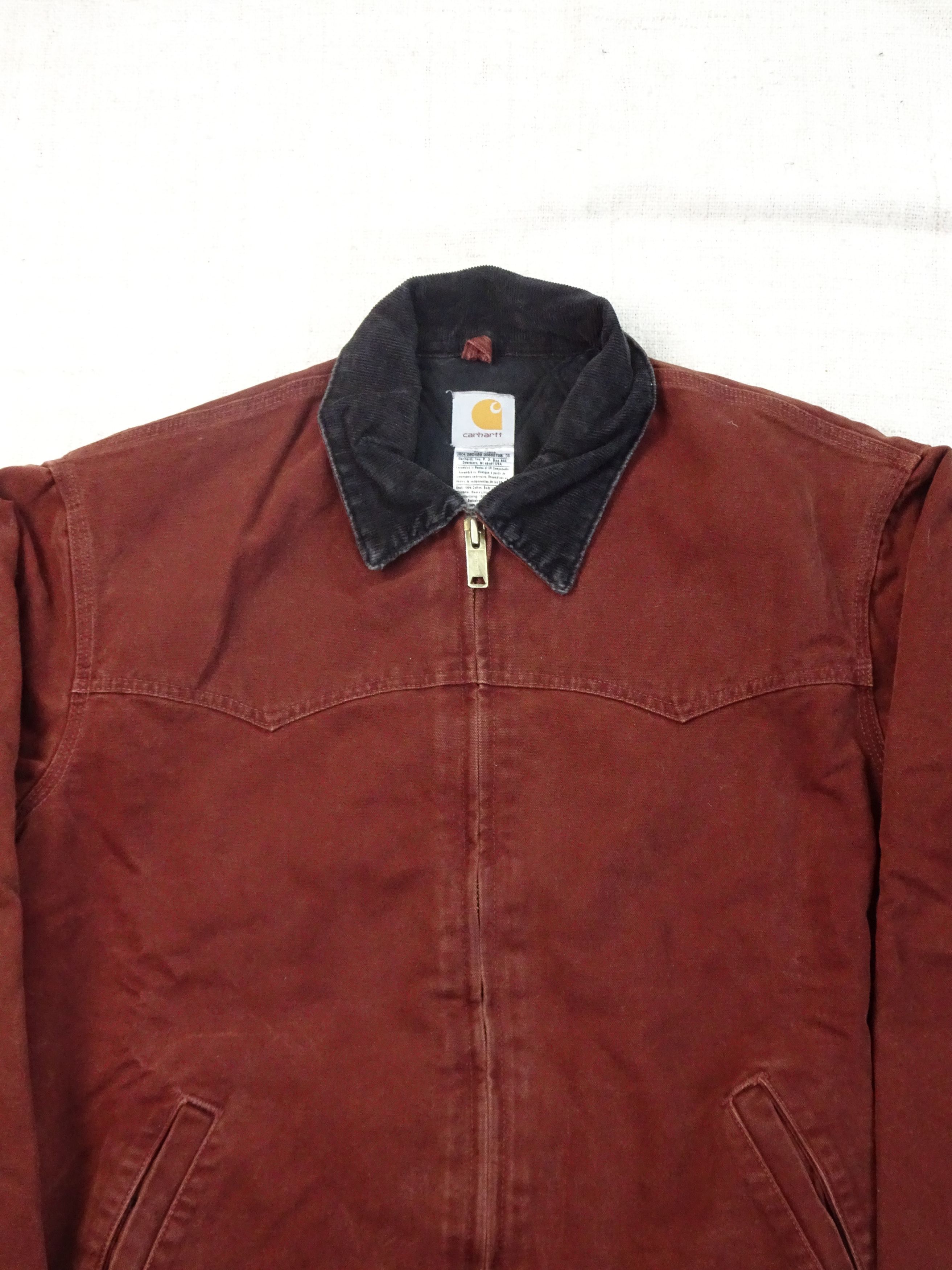 Carhartt Vtg Carhartt Detroit Jacket Red Duck Cord Collar Workwear Size US XL / EU 56 / 4 - 2 Thumbnail