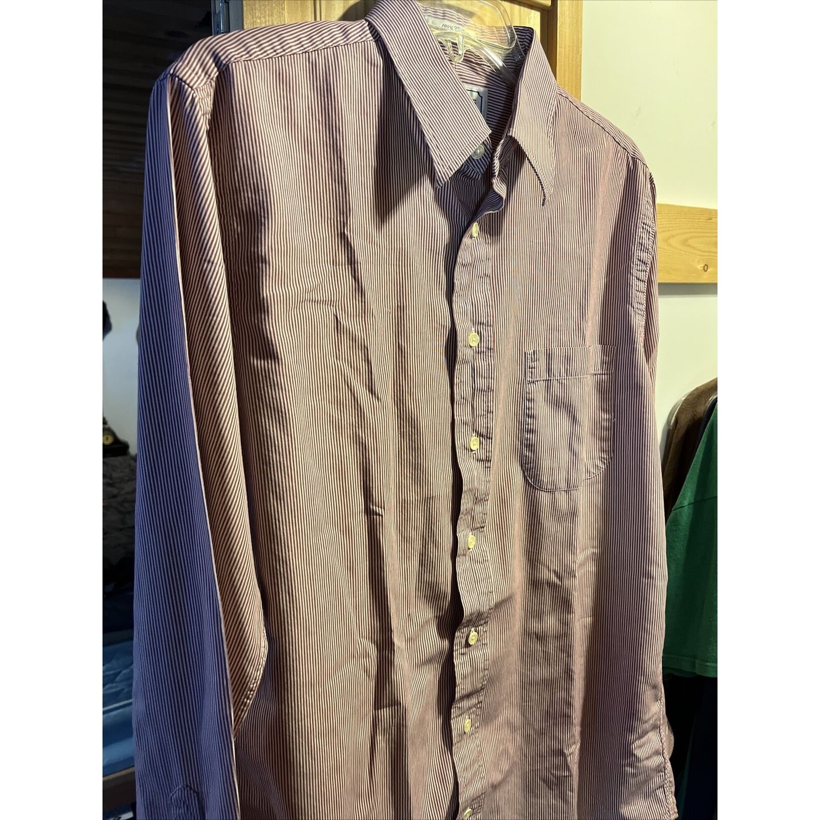 Burberry Burberry London Men’s 15.5 35 Burgundy Striped Cotton Shirt Size US M / EU 48-50 / 2 - 5 Thumbnail